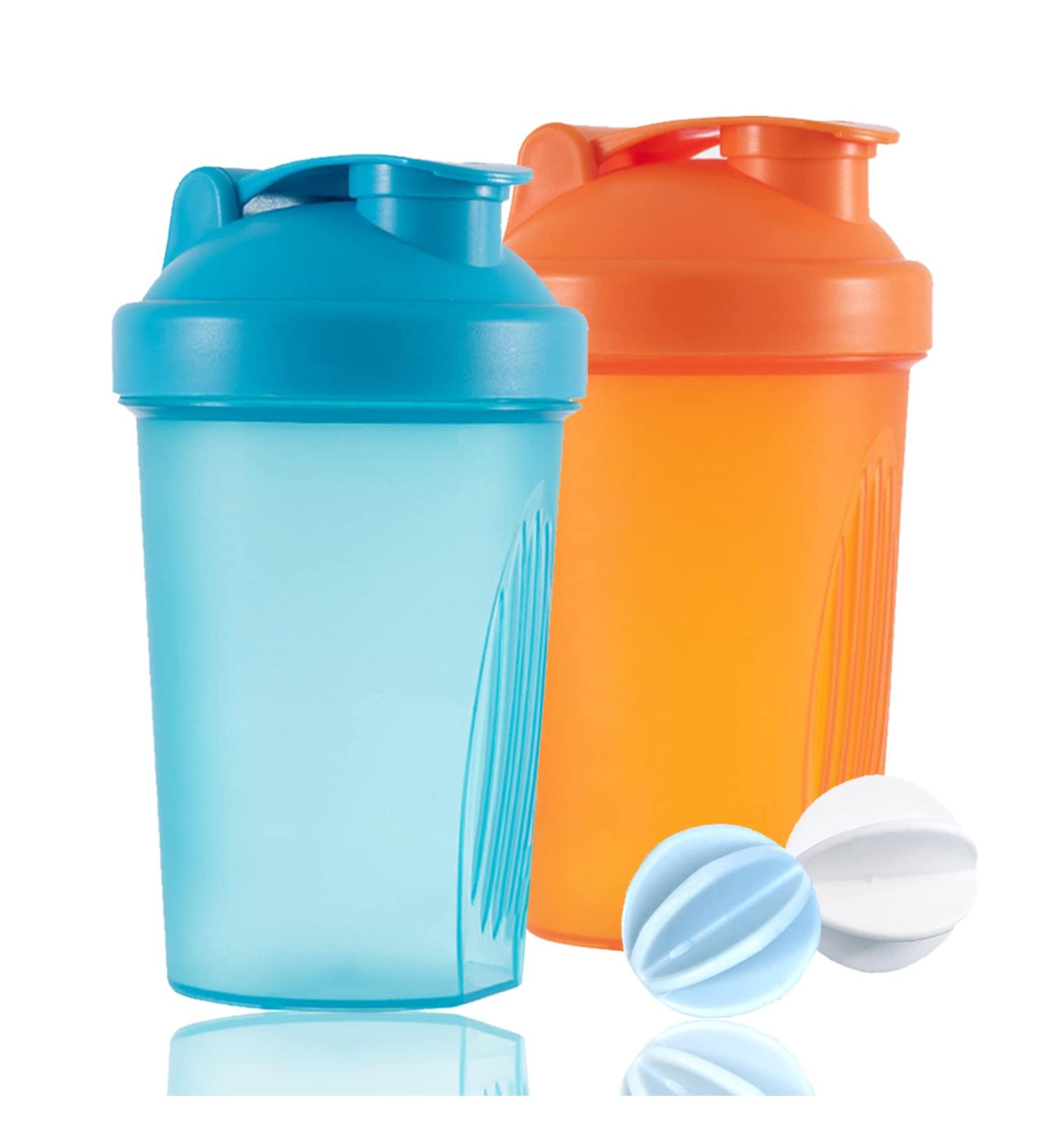 Hiusity Protein Shaker Bottle | 400ml Durable Gym Cup for Creamy Fitness Shakes | Odor-Neutral Design | Blue & Orange - Buy Online on GoSupps.com