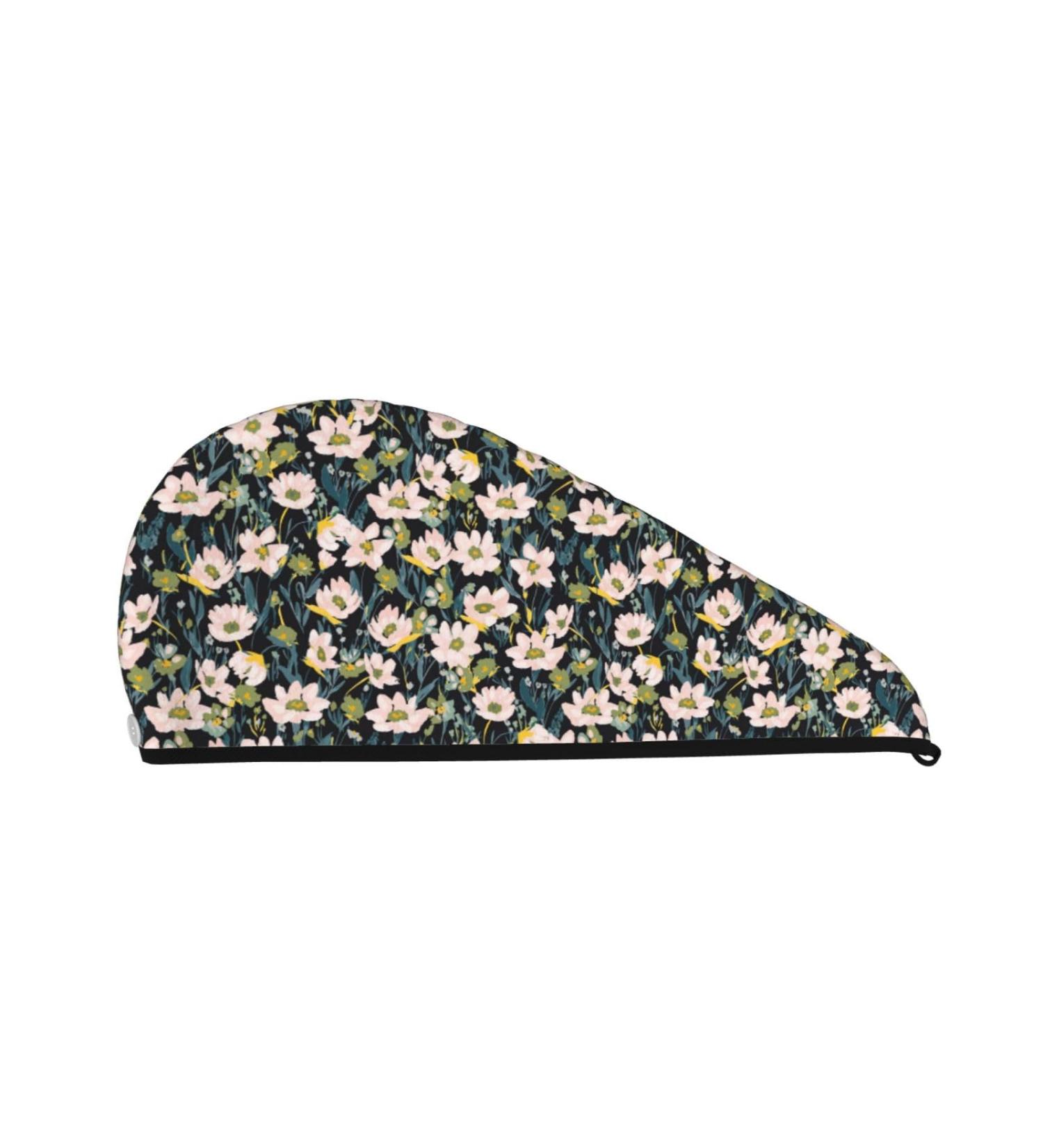 Hair Towel Wrap with Button | Quick-Dry Flower Pattern Hair Turban & Head Towel for Effortless Hair Drying - Buy Online on GoSupps.com