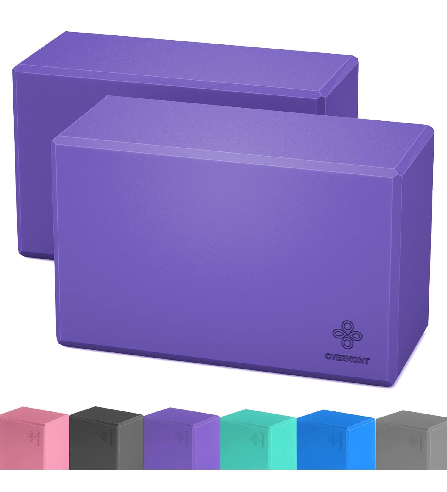 Overmont Yoga Block 2 Pack - Supportive Latex-Free EVA Foam - Non-Slip Surface - for Pilates, Stretching and Meditation - Purple 9*6*3 - Buy Online on GoSupps.com