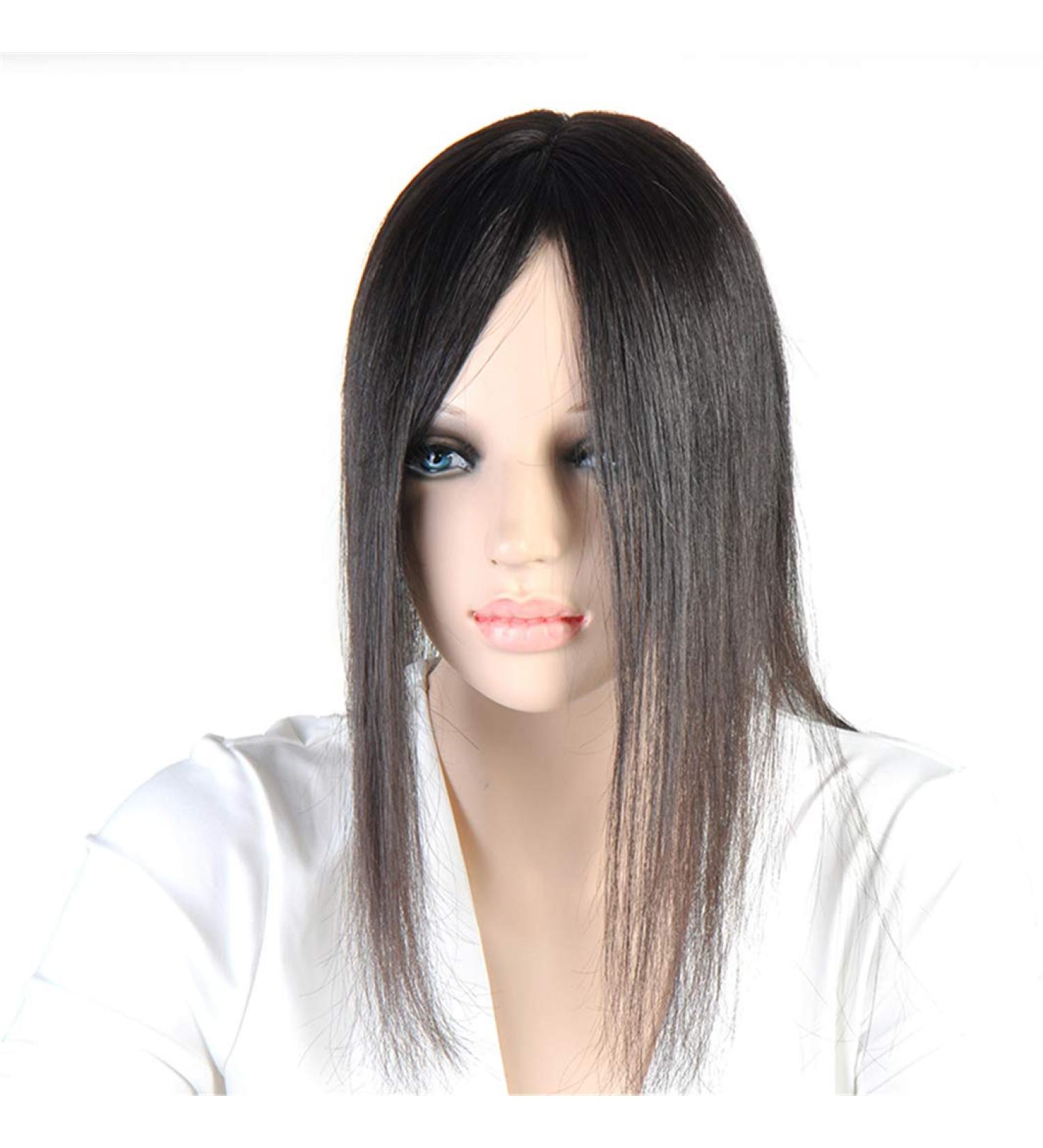 Clip-in Right-Haired Topper for Women | Silk Base Hair Part for Thinner Hair | 10 Inch Dark Brown (8x13 cm) - Buy Online on GoSupps.com