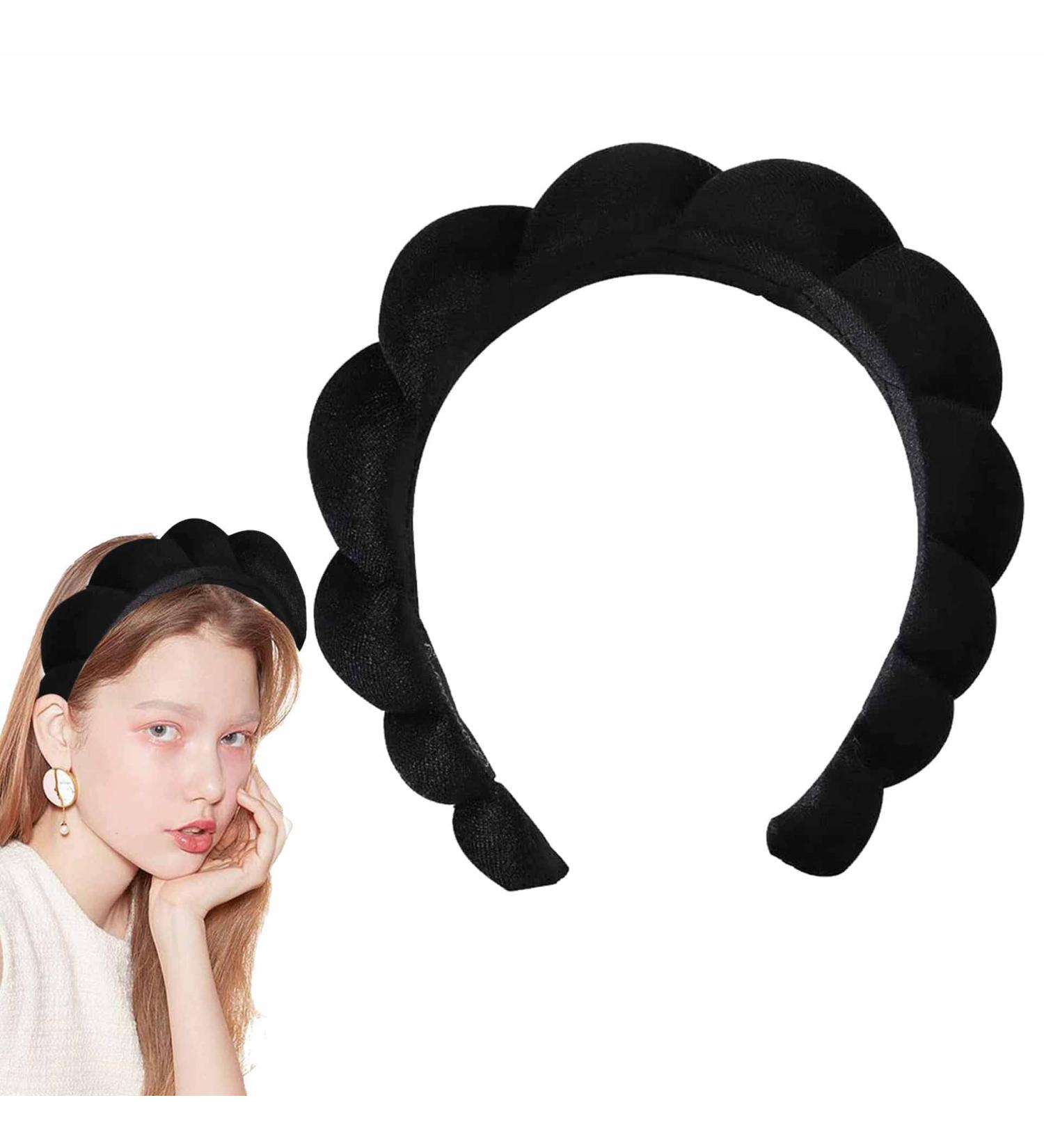 Spa Headband for Women Sponge Terry Towel Cloth Fabric Head Band Makeup Headband for Face Washing Shower Yoga (Black) - Buy Online on GoSupps.com