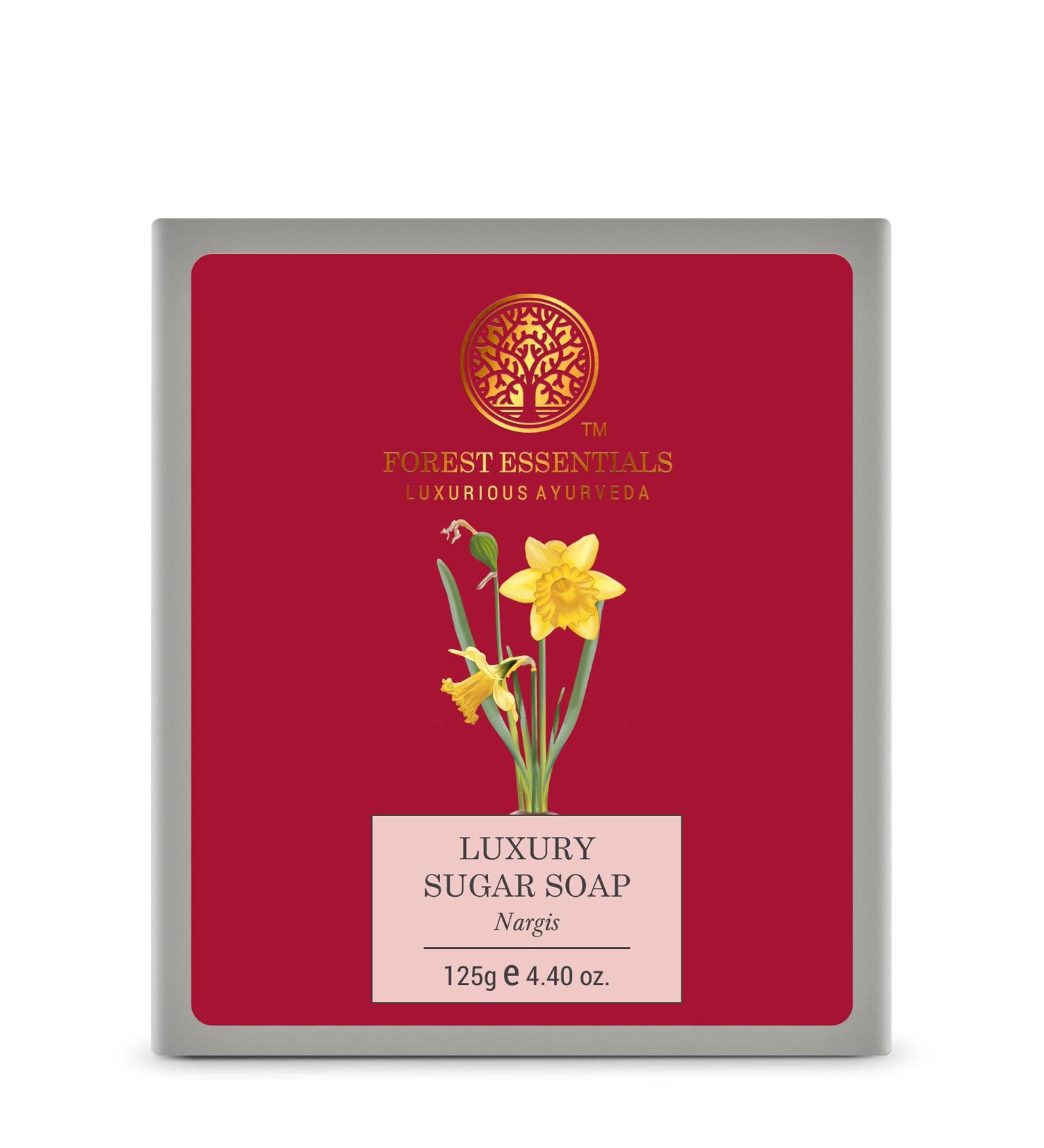 Buy Forest Essentials Luxury Sugar Soap Nargis 125g - Premium Indian Luxury Skincare for Glowing Skin | International Shipping Available - Buy Online on GoSupps.com