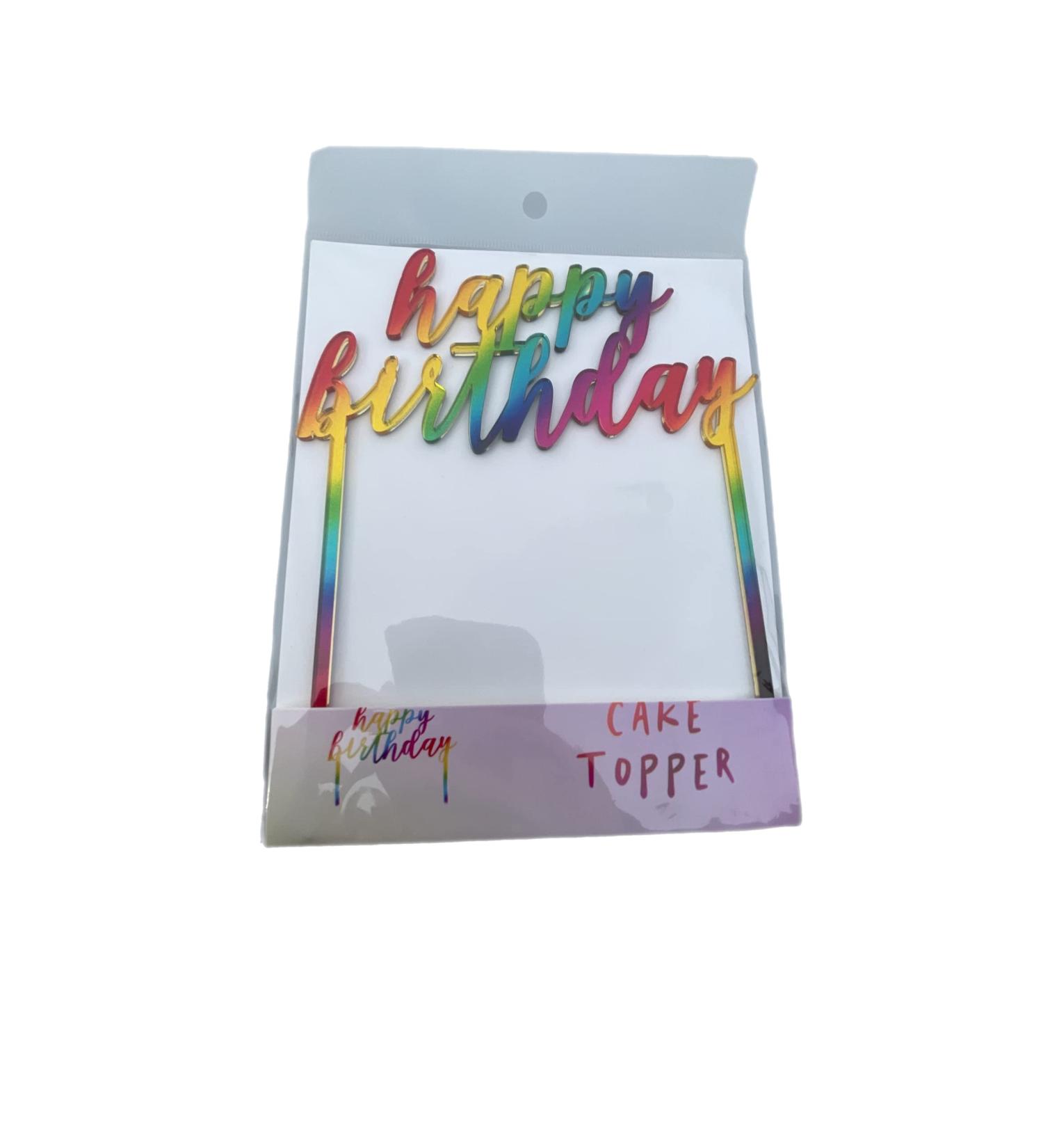Rainbow Happy Birthday Cake Topper Acrylic Birthday Cupcake Topper Cake Pick Decorations for Birthday Party Cake Desserts cup cake topper - Buy Online on GoSupps.com