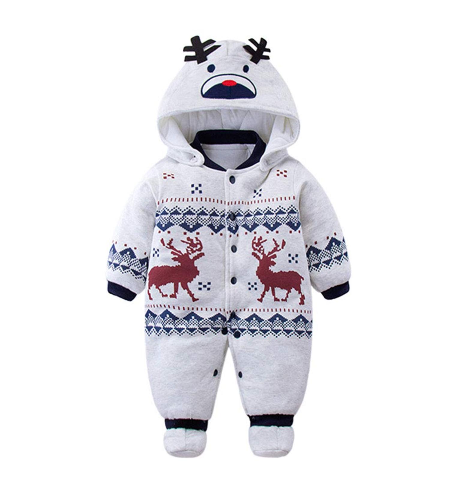 Vine Baby Hooded Romper | Cotton Thicken Jumpsuit Outfit | Unisex | 6 Months - Buy Online on GoSupps.com