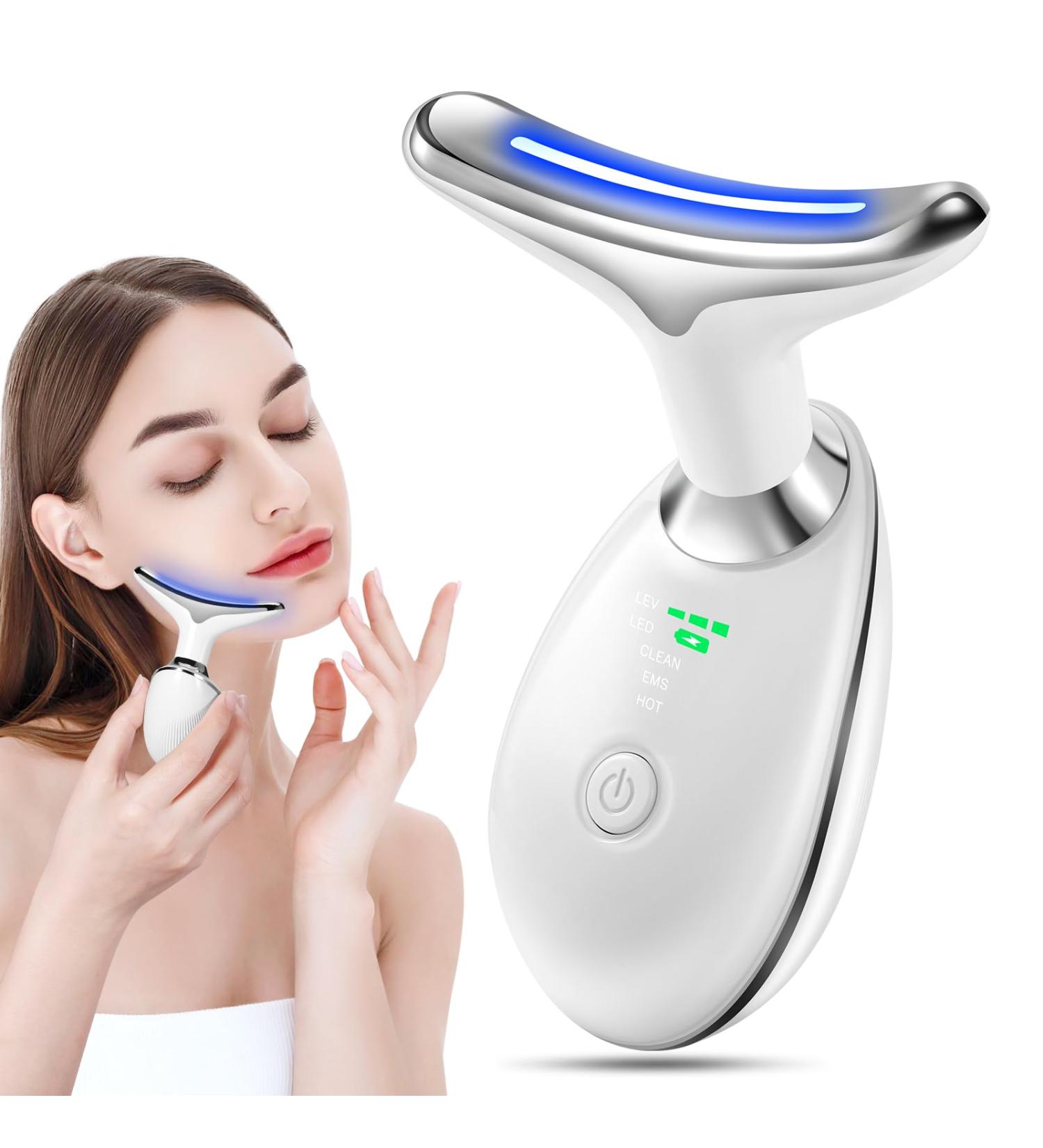 Facial Massage Device for Wrinkles | 3 Modes | 45 C Skin Tightening & Lifting Beauty Device for Face & Neck | Portable EMS Device for Women & Men (White) - Buy Online on GoSupps.com