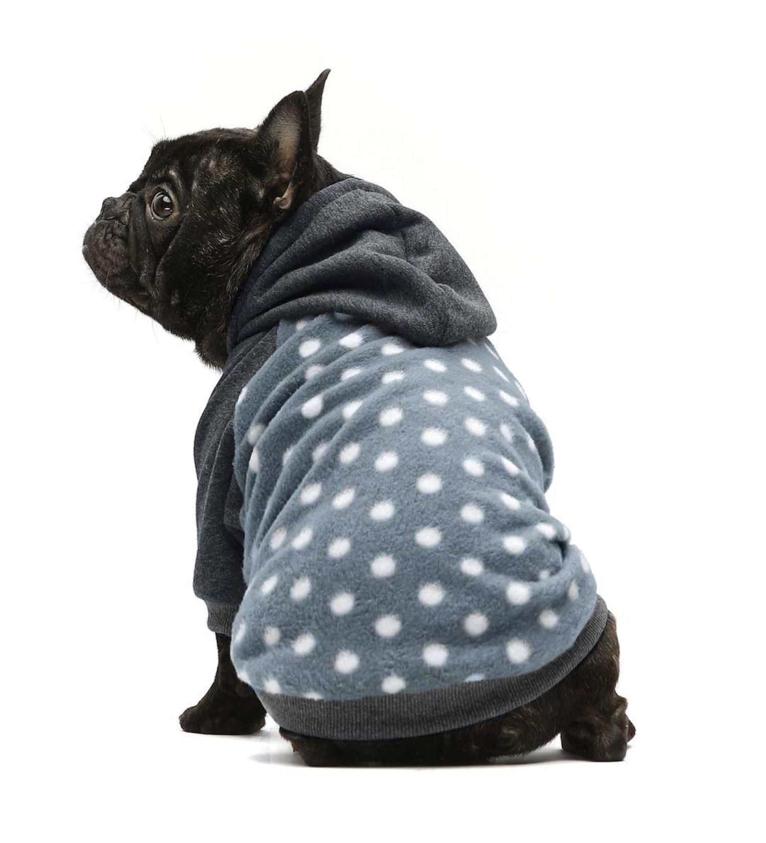Fitwarm Polka Dot Pet Hoodie Sweatshirt - Fleece Dog/Cat Jacket (Medium, Grey) - Buy Online on GoSupps.com