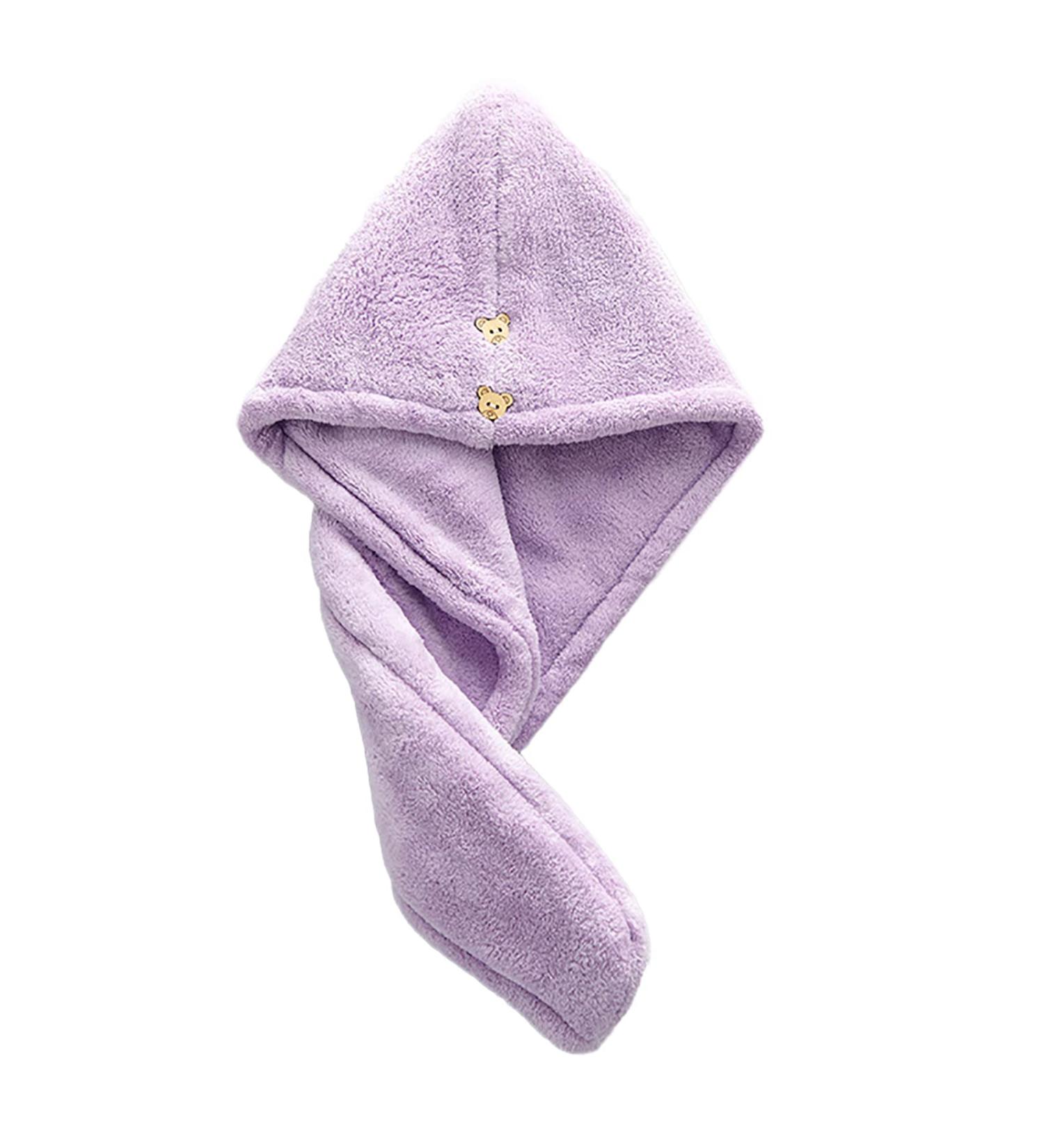 Super Absorbent Purple Hair Turban Towel | Microfiber Hair Drying Cap for Fast Drying & Soft Comfort - Buy Online on GoSupps.com