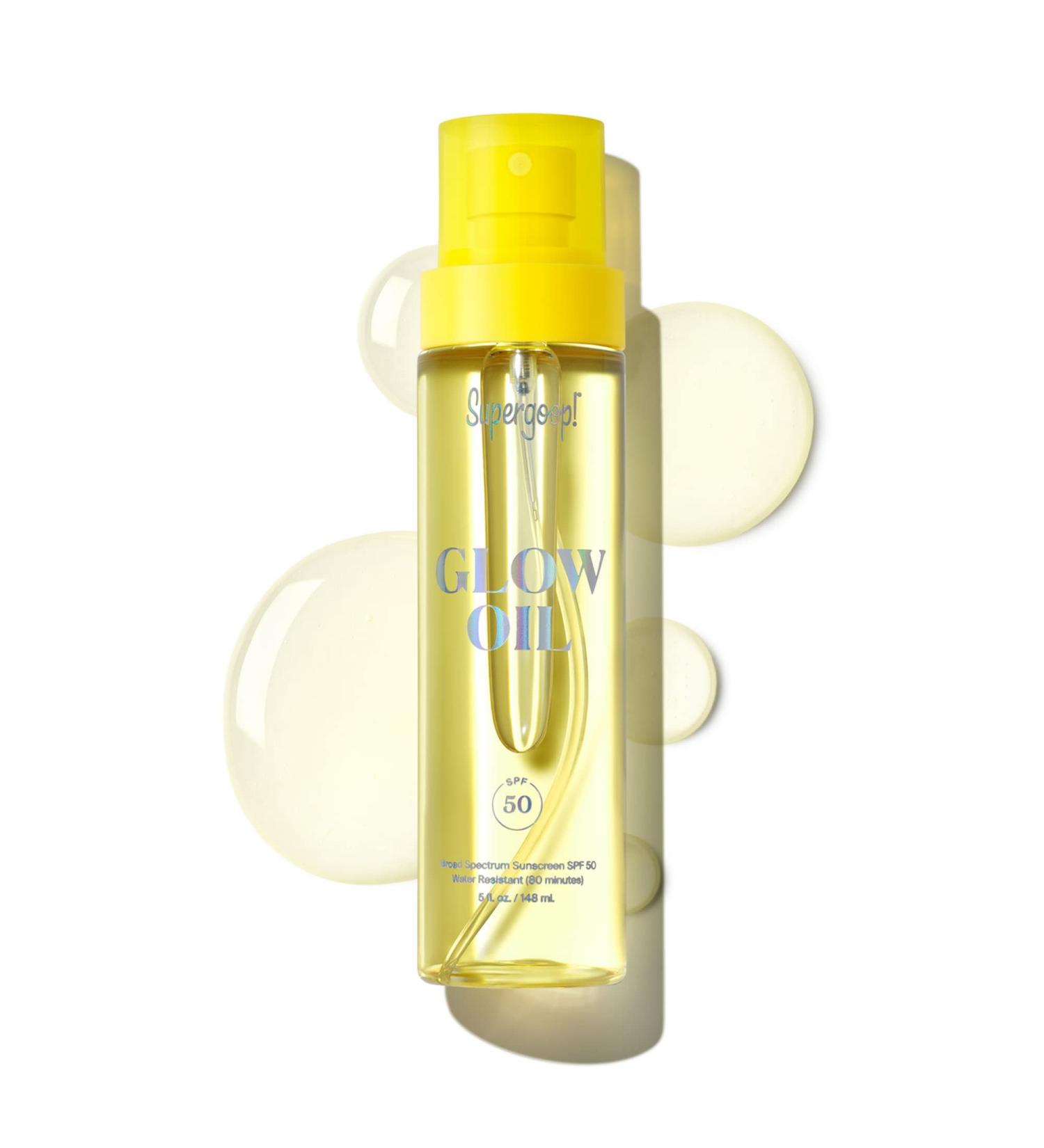 Supergoop! Glow Oil SPF 50 5 fl oz - Hydrating Vitamin E Body Oil with Sunscreen - Nourishing Body Oil with Marigold & Grape Seed Extracts - Buy Online on GoSupps.com