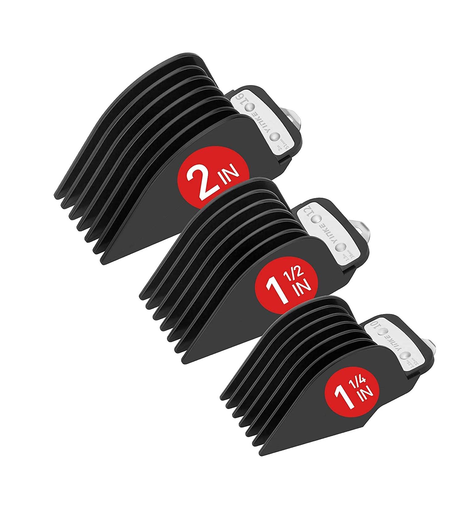 Yinke Clipper Guards Set for Wahl Clippers - 3 Premium Large Trimmer Combs (1.25in/1.5in/2in) with Metal Clip - Fits Most Full Size Clippers - Black (3PCS) - Buy Online on GoSupps.com