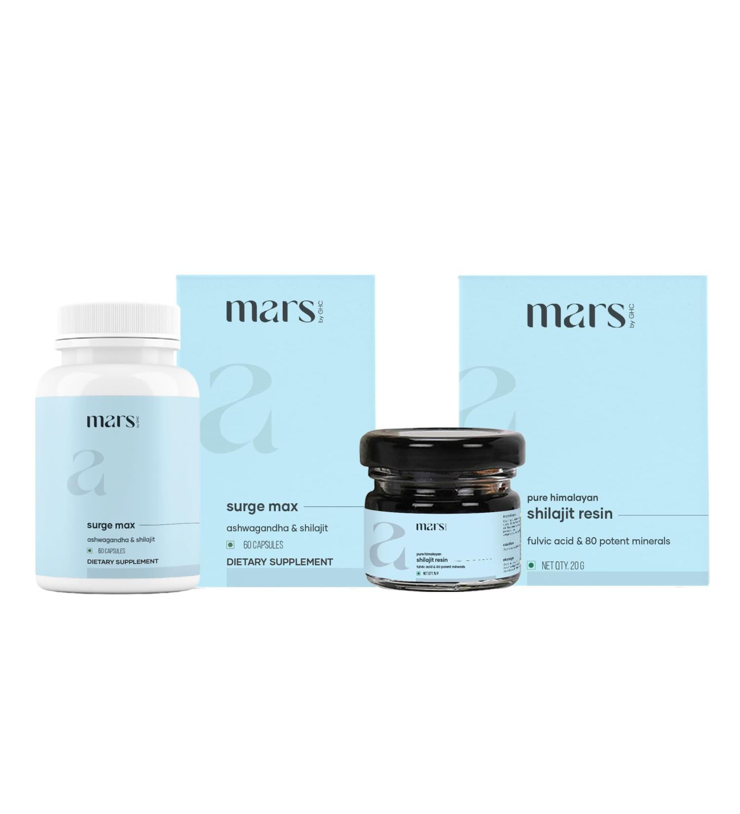Mars Performance Combo Shilajit Resin & Surge Max (60 Capsules) Good Health Company- Pack of 1 - Buy Online on GoSupps.com