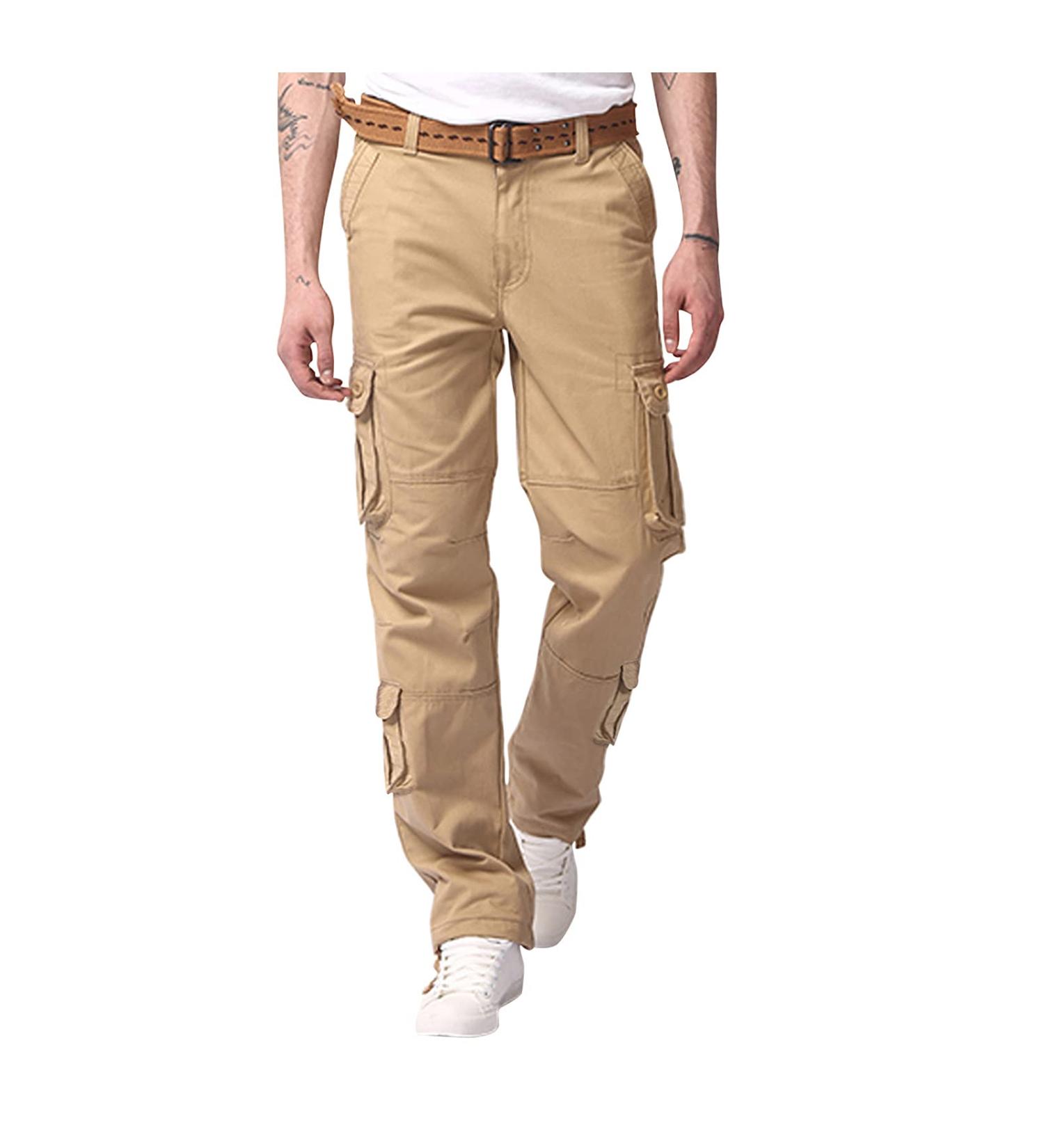 Ronony Men's Cargo Pants - Loose Fit Outdoor Hiking & Trekking Sweatpants | 3XL Khaki - Buy Online on GoSupps.com