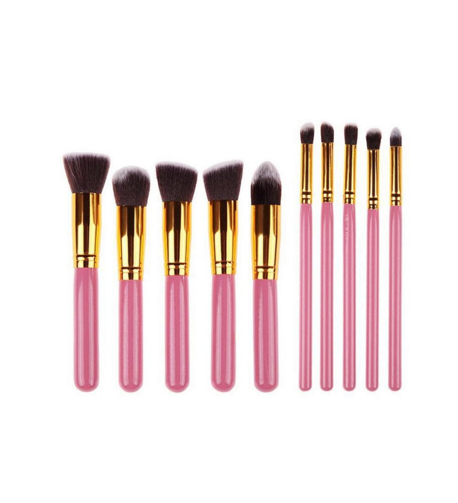 Demarkt 10-Piece Makeup Brush Set - Professional Cosmetics Brushes for Eyeshadow & Face - Black & Pink Makeup Brushes - Buy Online on GoSupps.com