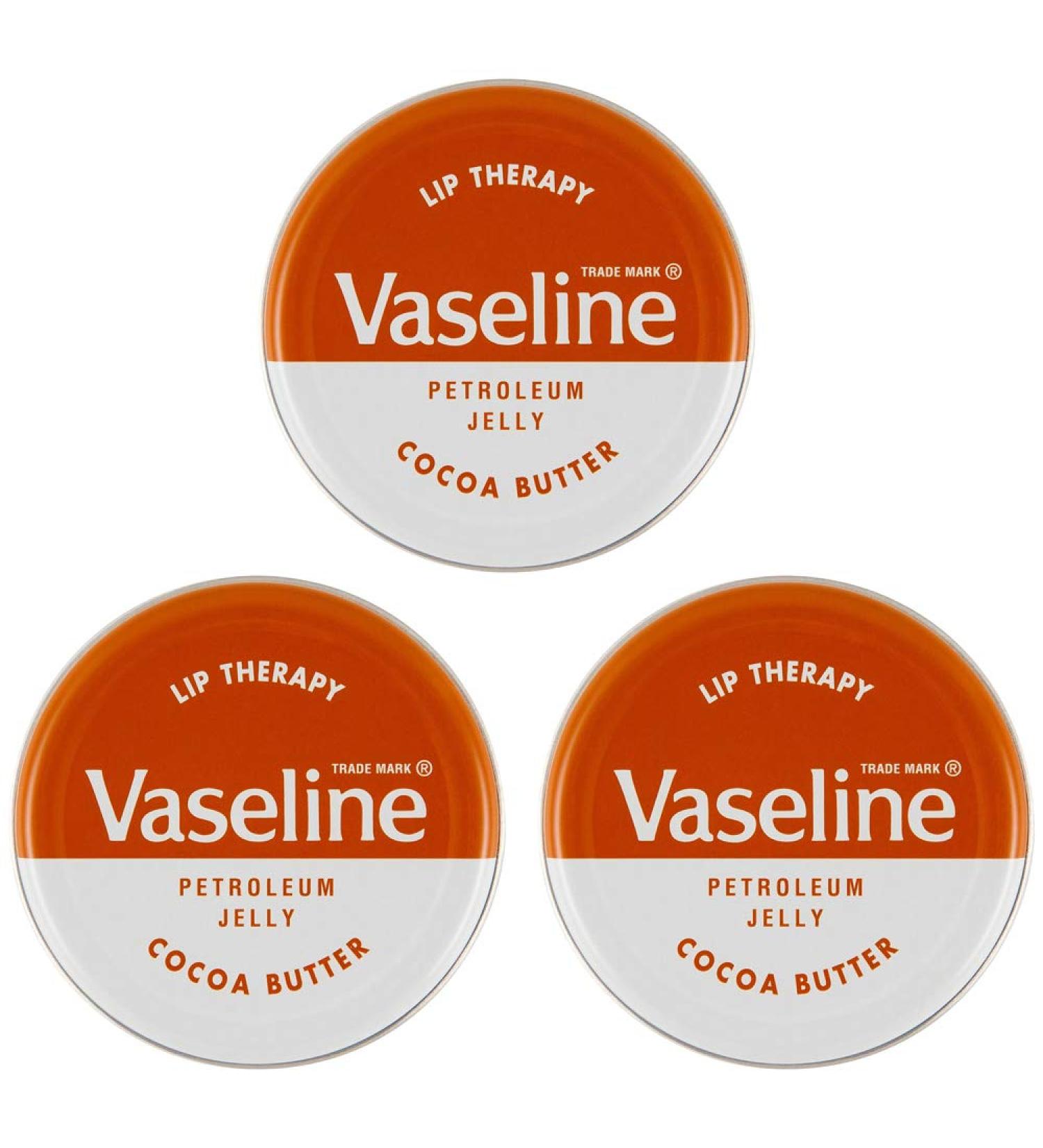 Vaseline Lip Therapy Lip Balm Tins 20g - 3 Cocoa Butter (Pack of 3)