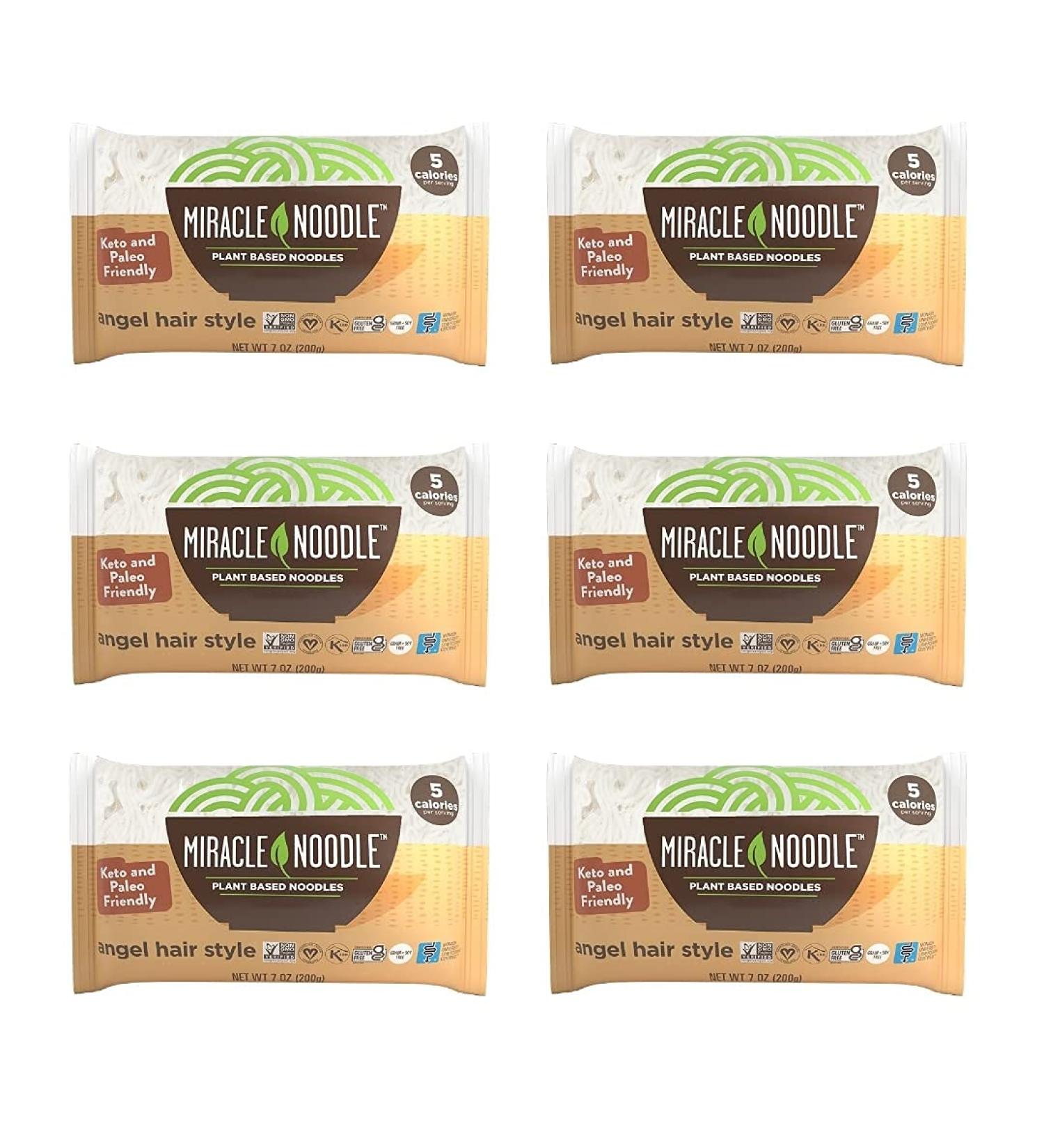 Miracle Noodle Angel Hair Pasta - Plant Based Shirataki Noodles | Keto, Vegan, Gluten-Free, Low Carb, Paleo | 0 Calories, Soy Free, Non-GMO | Pack of 6 - 7 oz | Perfect for Keto Diet - Buy Online on GoSupps.com