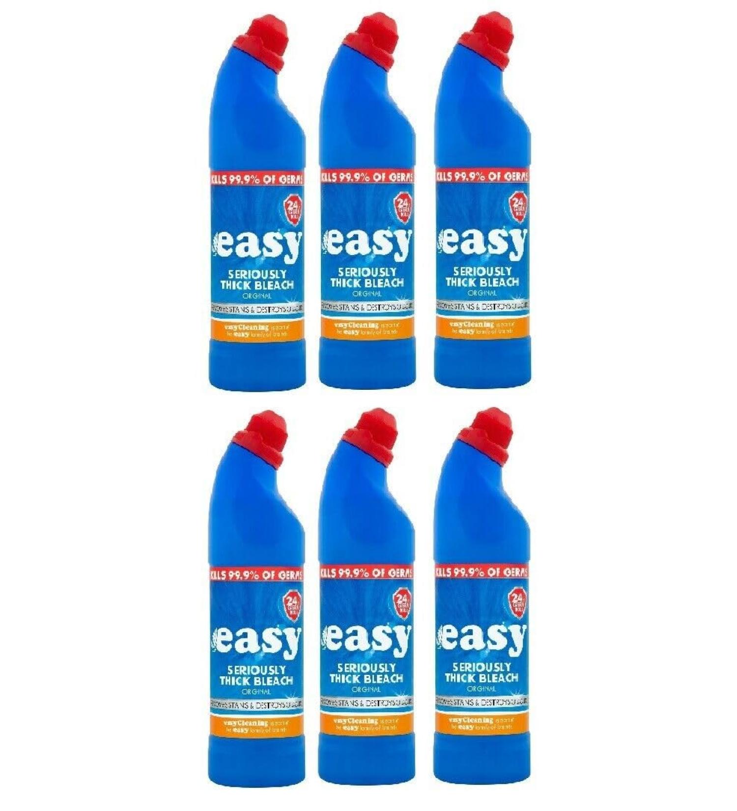Easy Thick Bleach 750ml (Pack Of 6) | Thick Toilet Bleach | Easy Cleaning | Destroys Odours | Stain Removar | Kills Germs | All Purpose Cleaner - Buy Online on GoSupps.com