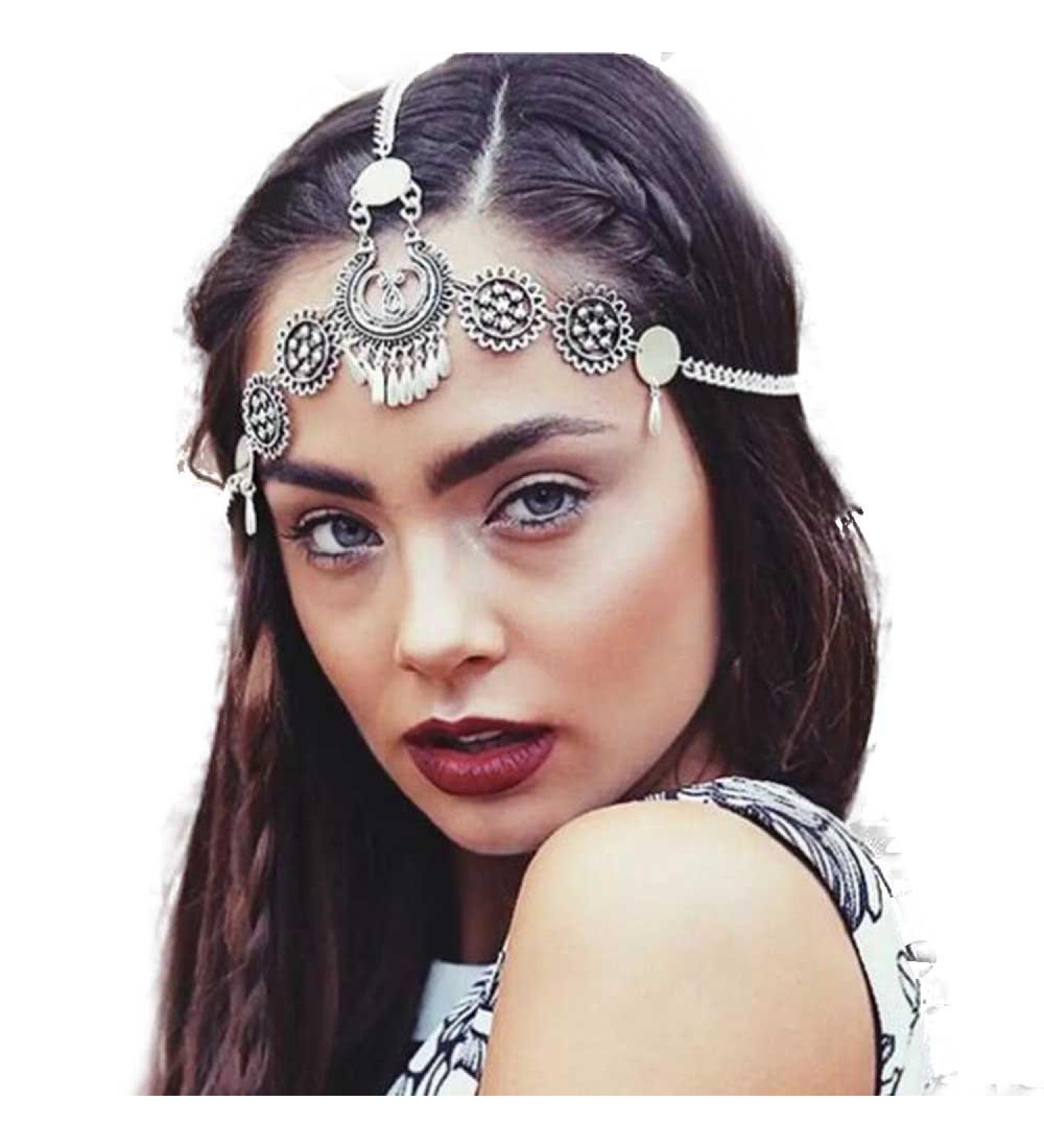 Missgrace Bohemian Vintage Silver Headband with Tassels & Pearls for Women and Girls - Buy Online on GoSupps.com
