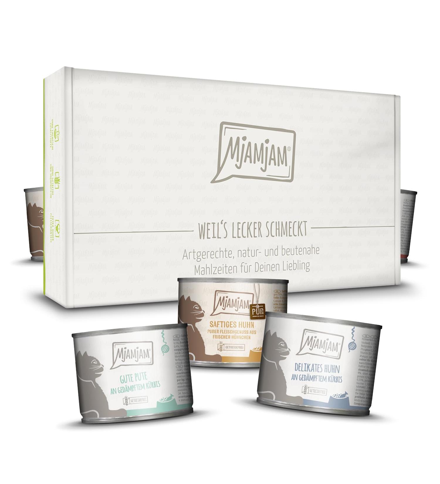 Mjamjam Premium Wet Cat Food - Grain Free Extra Meat Mix (12 x 200g) - Delicious & Healthy International Shipping - Buy Online on GoSupps.com