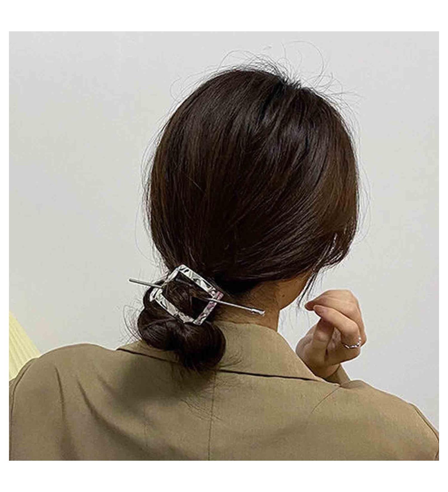 Yheakne Vintage Silver Geometric Hair Clip Barrette - Decorative Alloy Hair Accessories for Women & Girls - Buy Online on GoSupps.com