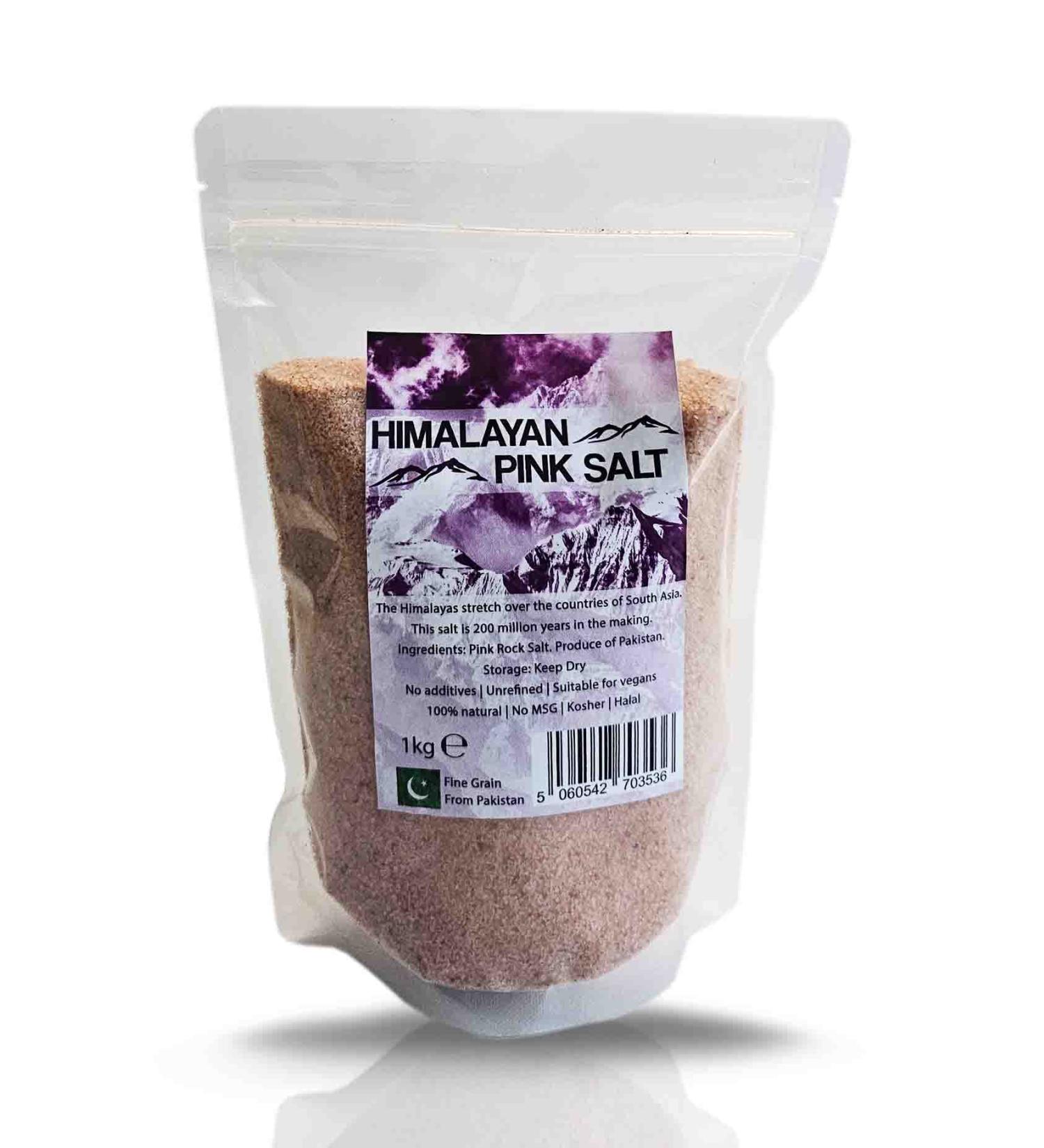 Himalayan Pink Salt (Fine) 1kg Resealable Pouch Natural Unrefined
