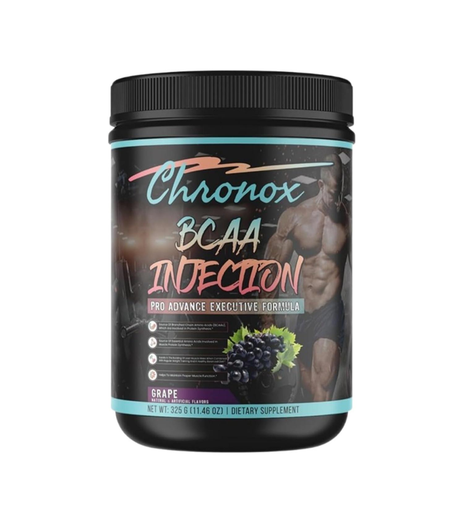 Chronox BCAA Amino Acids Energy Powder-Grape Flavor 11.46 OZ-Sugar-Free Pre & Post Workout Supplement for Muscle Recovery Hydration Energy and Fitness Performance - Buy Online on GoSupps.com