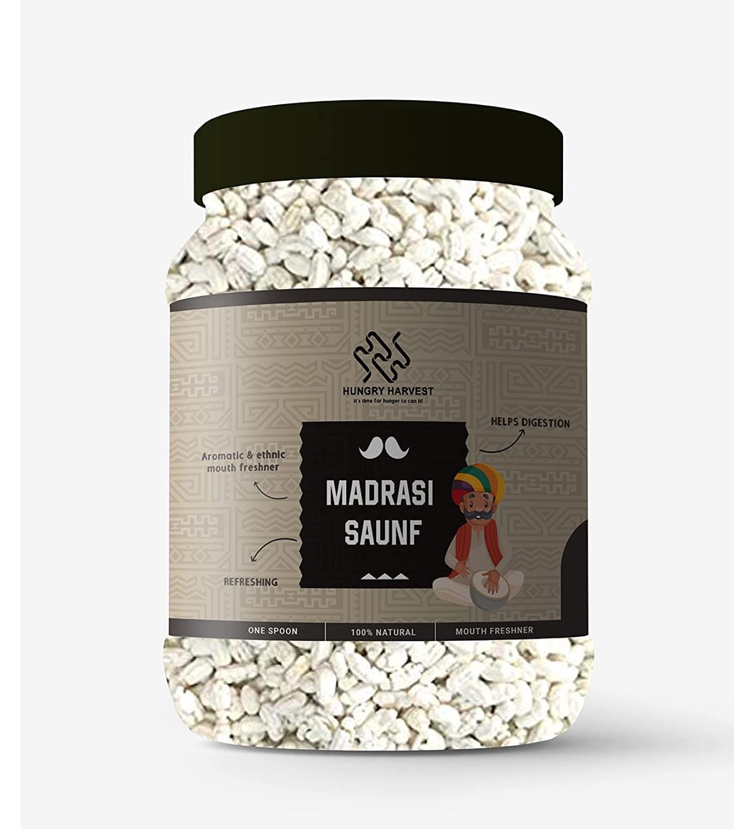 Hungry Harvest White Sweet Mint Saunf Mukhwas 150 GMS (Madrasi Sounf Mouth Freshener)_Packing May Vary - Buy Online on GoSupps.com