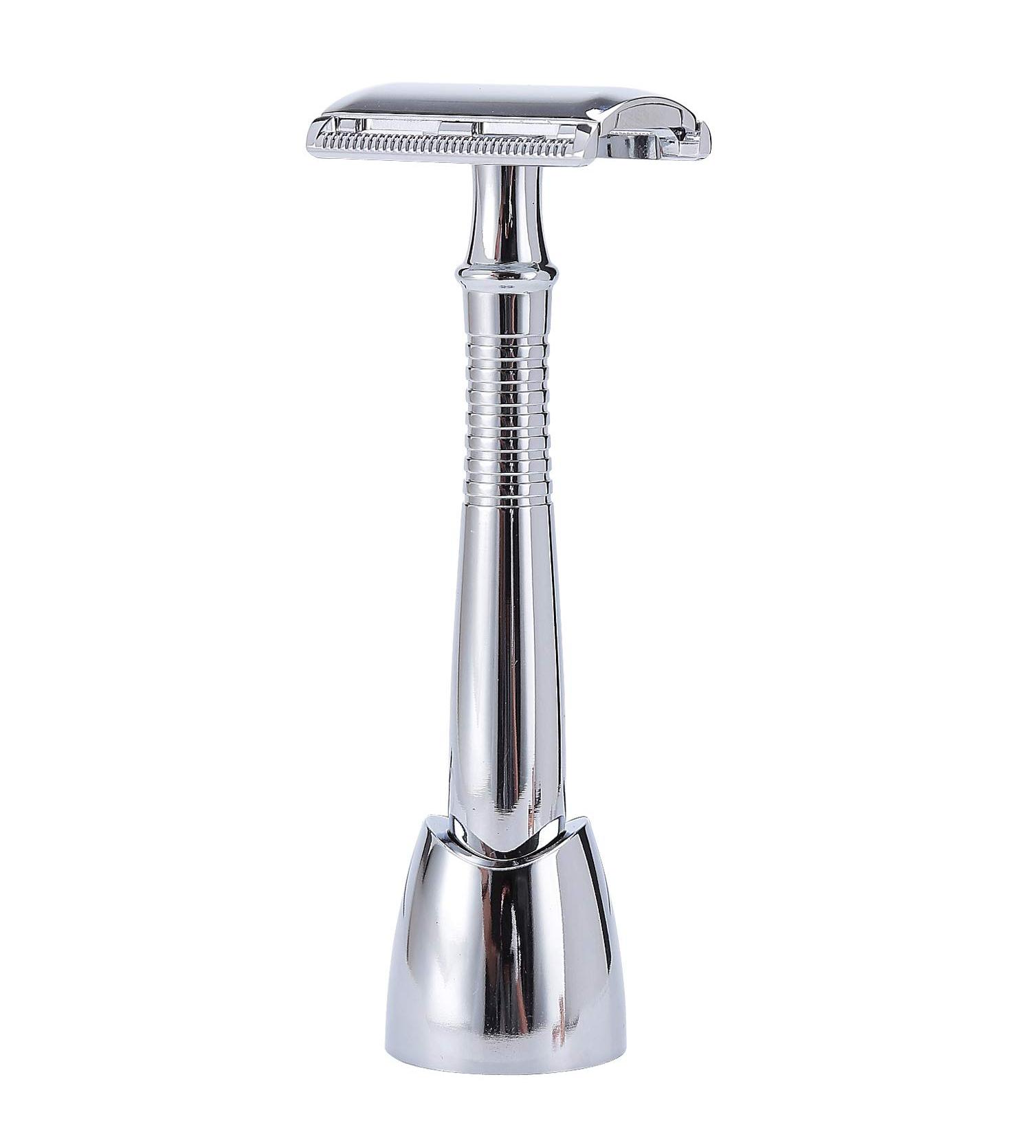 BAILI 3-Piece Double Edge Safety Razor | Long Handle Wet Shaving for Men & Women | 5 Platinum Blades & Stand - BD194 - Buy Online on GoSupps.com