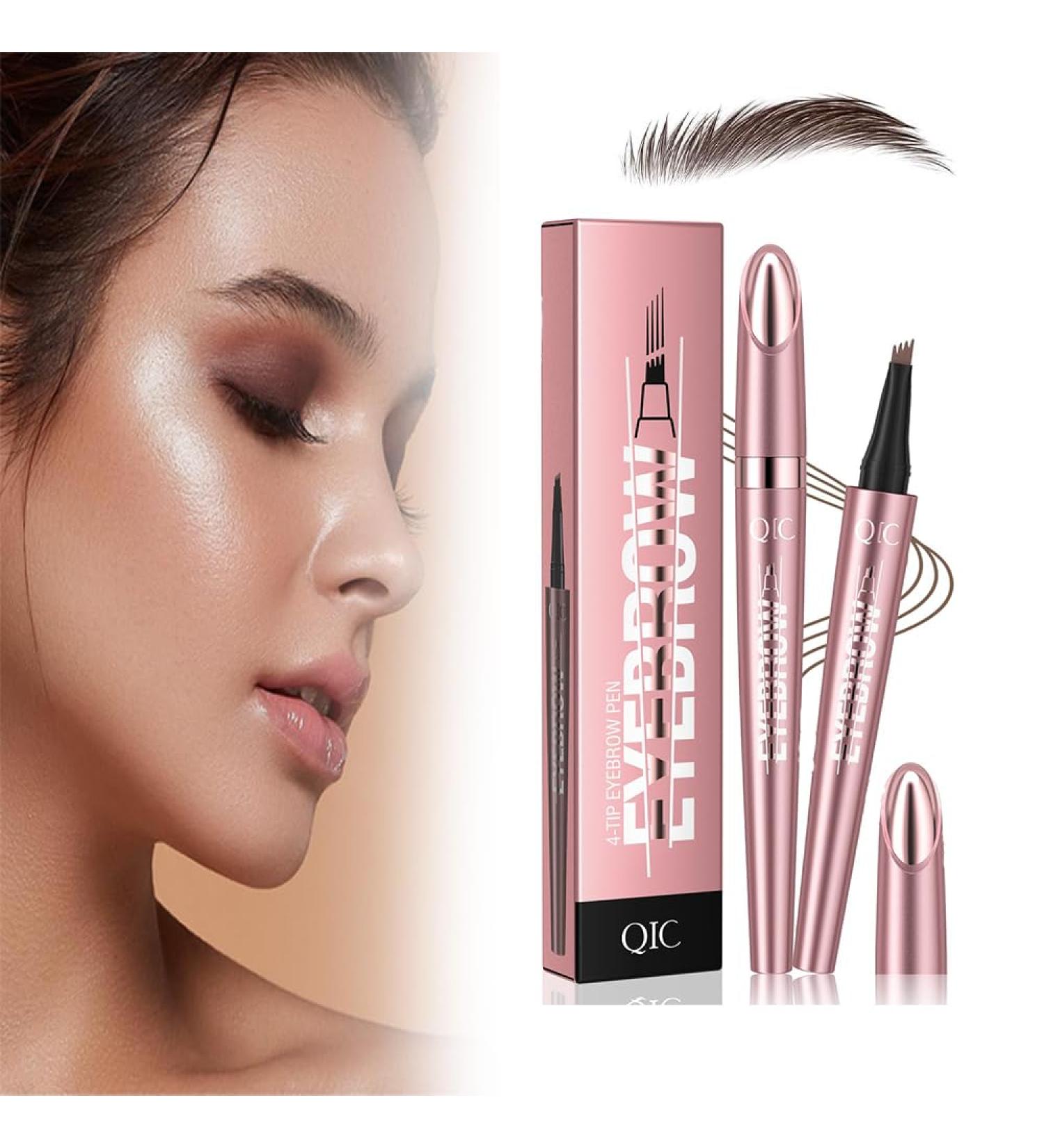 Magic Eyebrow Pencil with 4 Fork Tip 3D Microblading Eyebrow Pen Eye Brown Makeup Long-Lasting Eyebrow Pencil Long-lasting Natural Makeup Fine Stroke Magic Eyebrow Pencil Stay on All Day (Dark Brown) - Buy Online on GoSupps.com