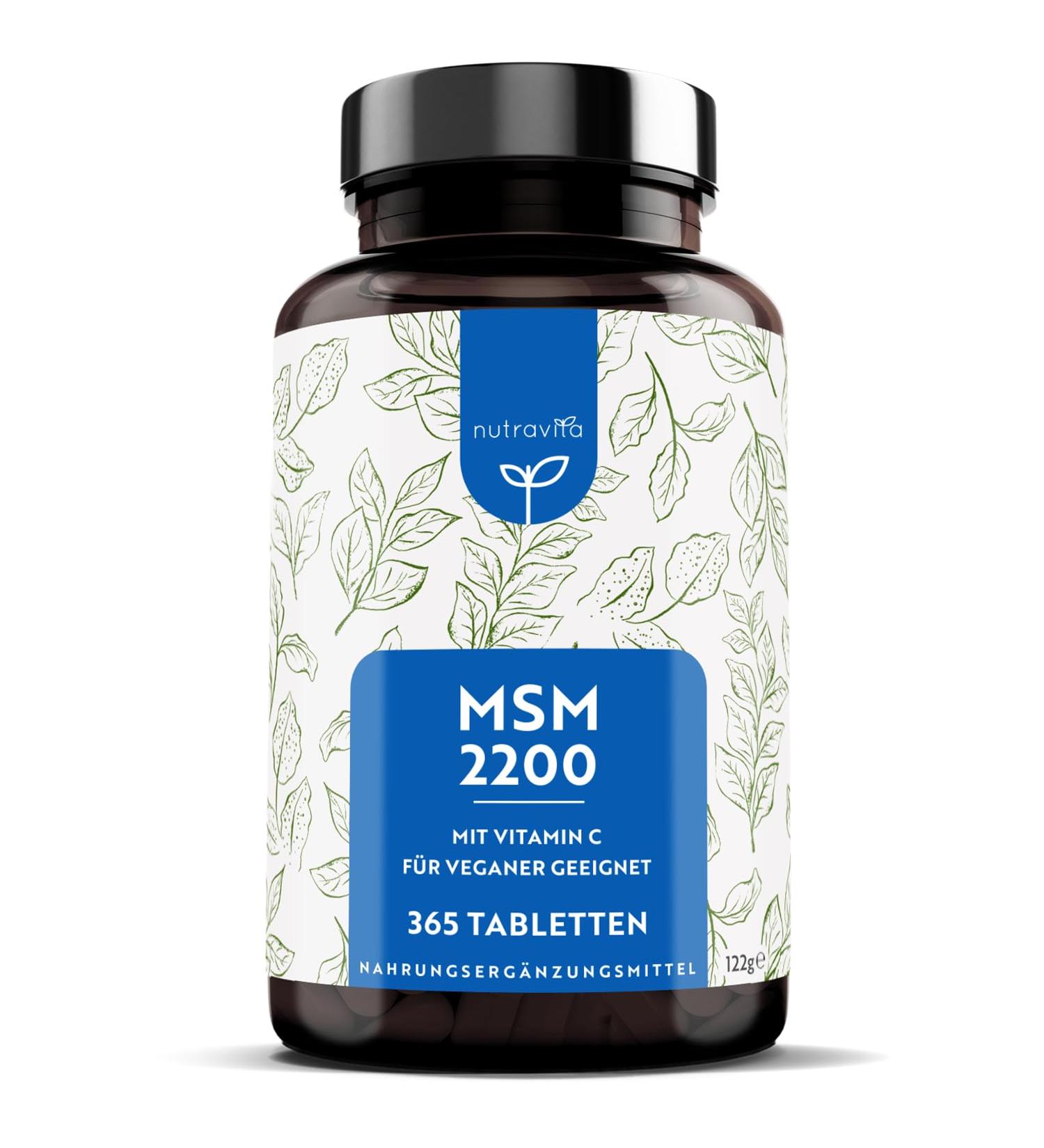 High-Dose MSM Tablets 2200mg & Vitamin C - 365 Vegan Tablets - Performance Winner 21* - Laboratory Tested - No Additives - Compact Powder Alternative - Buy Online on GoSupps.com