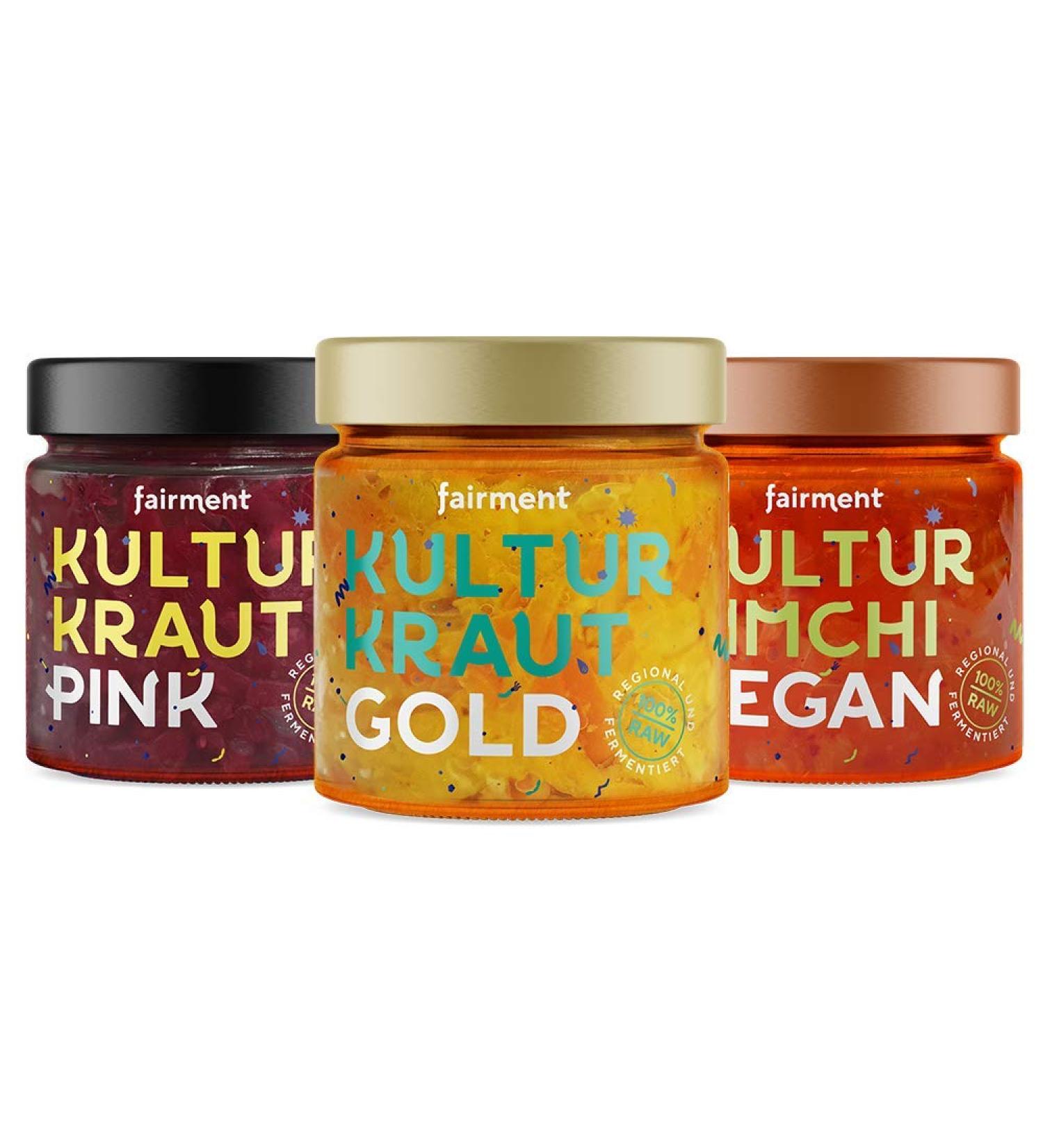 Buy Fairment Organic Cultured Herb Sample Mix (3 x 330g) - Vegan Cultured Kimchi Herb Gold & Pink | International Shipping - Buy Online on GoSupps.com