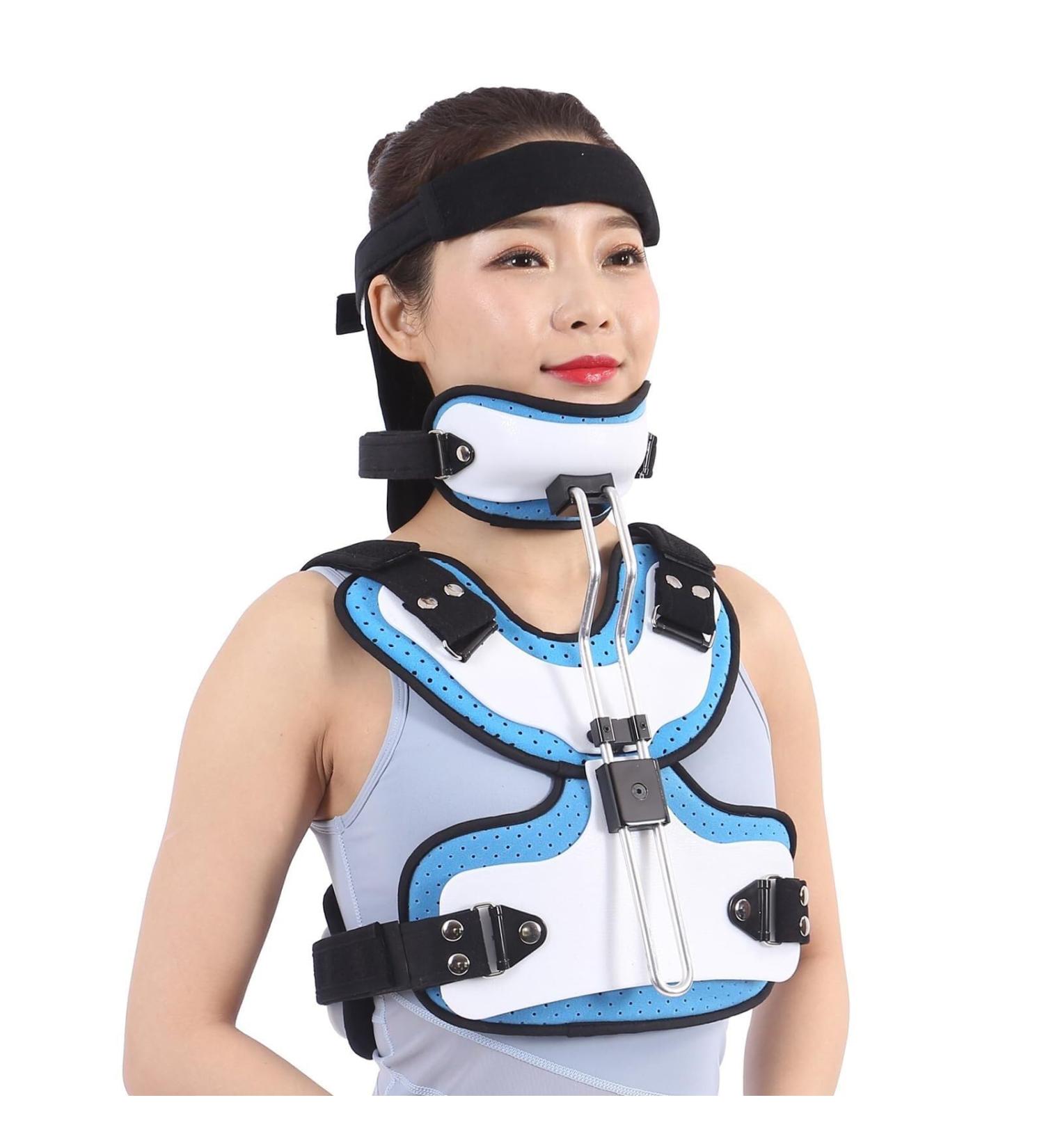 Cervical Thoracic Orthosis Brace With Curved Chin Rest Adjustable Tightness Cervical Thoracic Traction Device Perforated Design Inner And Brackets - Buy Online on GoSupps.com