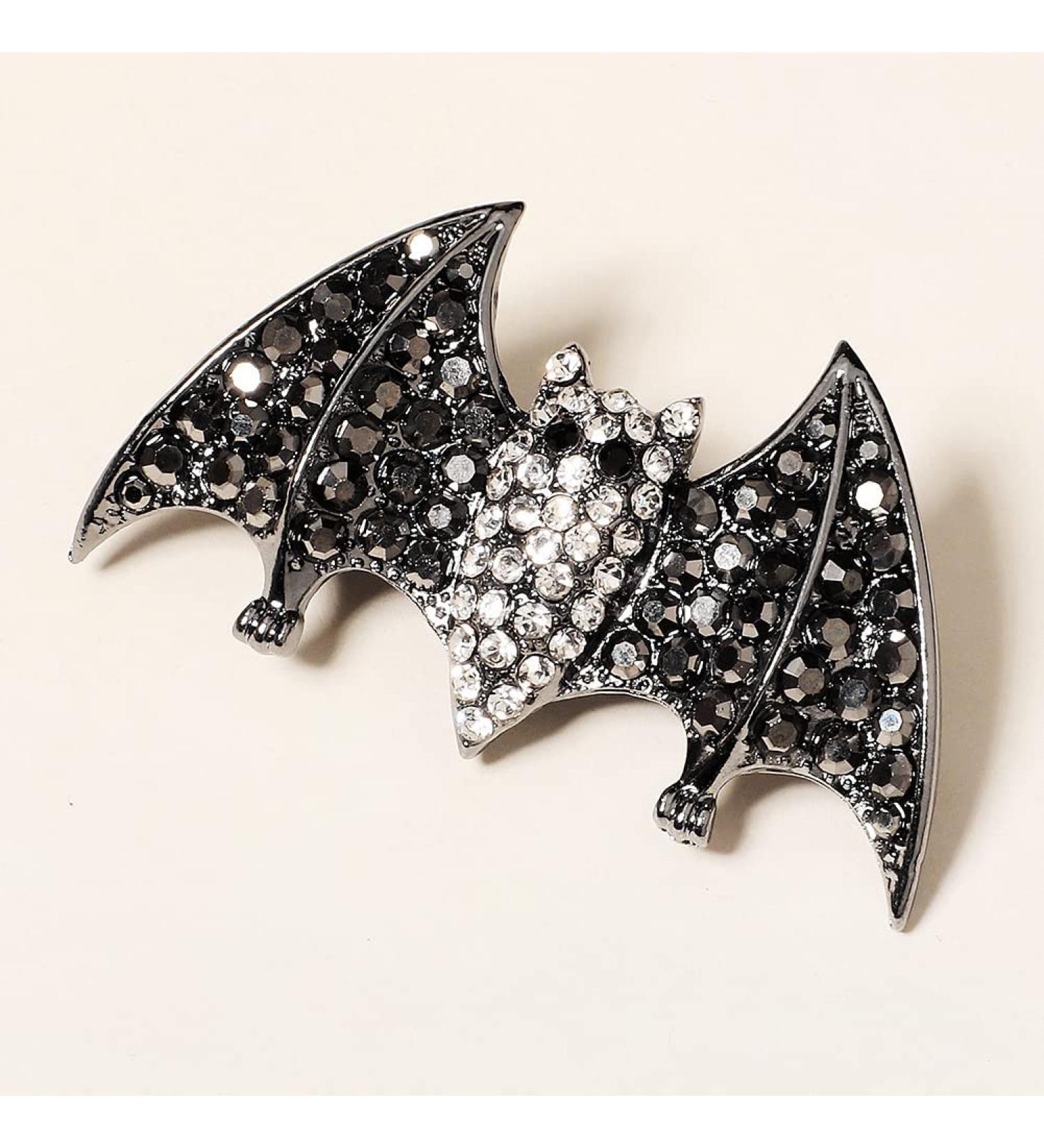 BERYUAN halloween black Bat Hair Clips Gothic Black Bat Rhinestone Hairpins Vampire Decor Bun Hair Clip balck rhinestone Vintage Halloween headband for teen girls