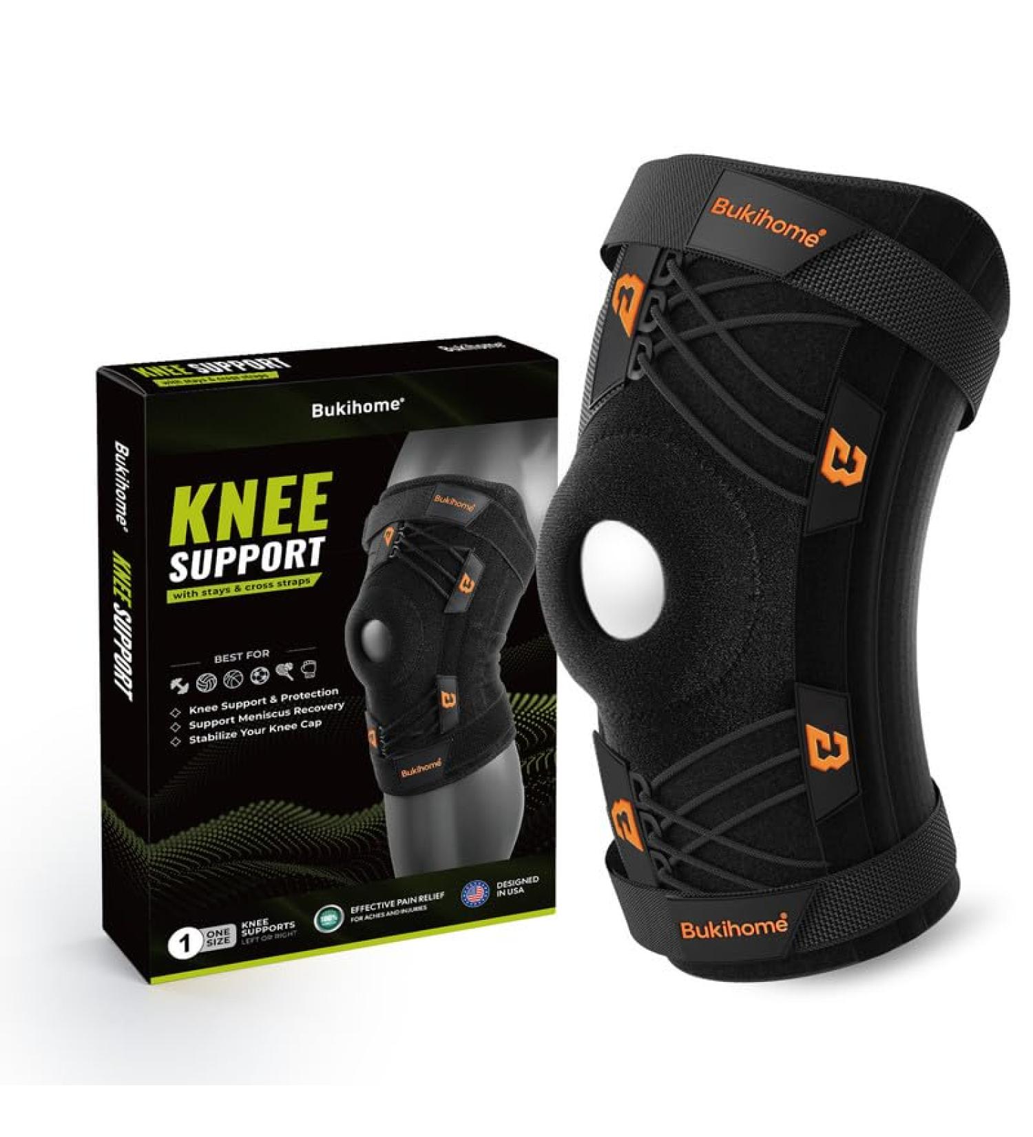 Buy Bukihome Knee Brace Support with Gel Pads & Stabilizers | Pain Relief for Meniscus Tear Arthritis - Adjustable Compression for Sports & Workouts (XX-Large) - International Shipping Available - Buy Online on GoSupps.com