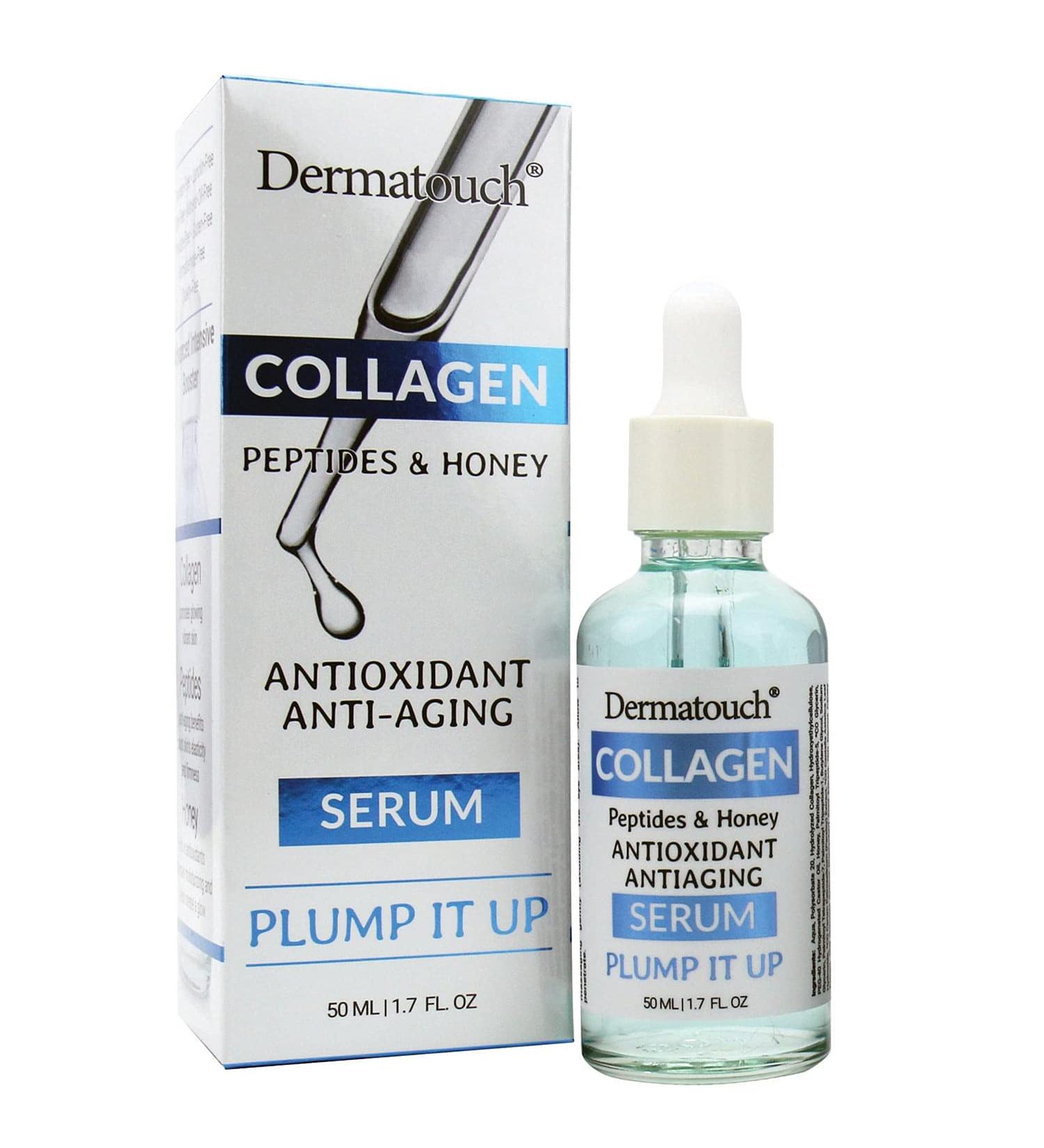Dermatouch Plump It up Collagen Serum With Peptides Honey Parsley Extract and Vitamin C A & E Nourishing Daily Face Serum With Vitamins and Antioxidants Clean Skin Care Made in USA 1.7 FL Oz