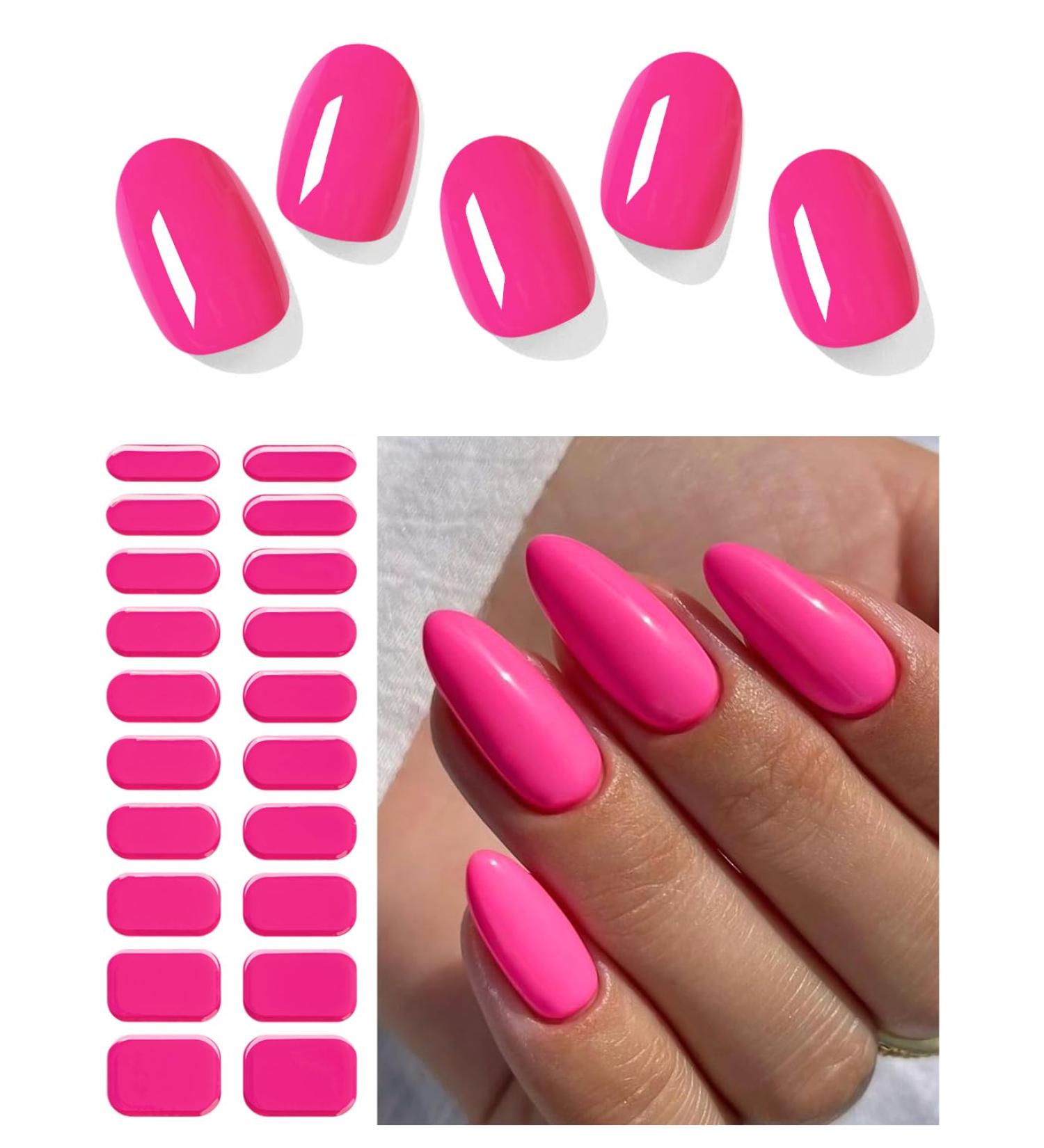 Buy Semi Cured Gel Nail Strips - Classic Hot Pink | 20 PCS Gel Nail Stickers | Salon Quality & Easy to Use | UV Light Required - Buy Online on GoSupps.com