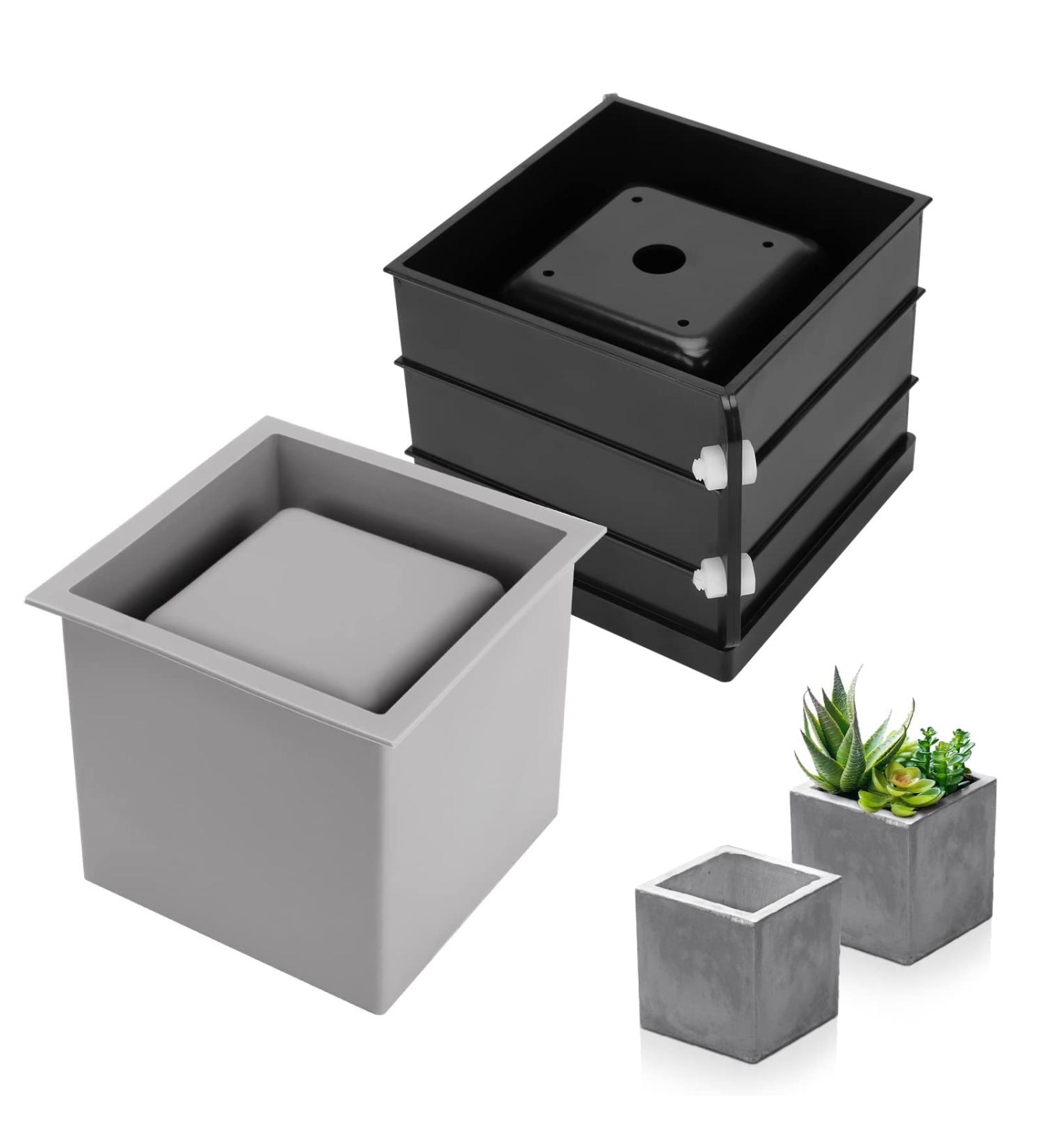 Globalstore 4inch Large Square Planter Mold - DIY Silicone Flower Pot Mold for Succulent Plants - Durable Cement Mold for Pen/Soap/Candle Holder - Easy to Demold - Buy Online on GoSupps.com