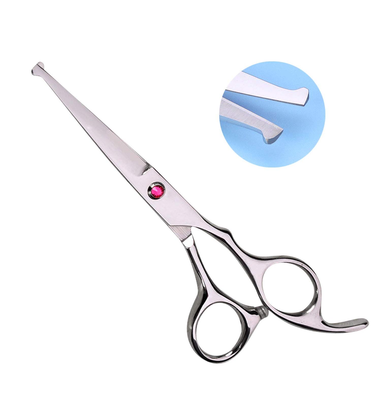 Professional 6.5 inch Hair Cutting Scissors Set for Kids/Women/Men - Barber Salon Kit with Thinning Shears, Saftey Round Head, and Red Handle - Buy Online on GoSupps.com
