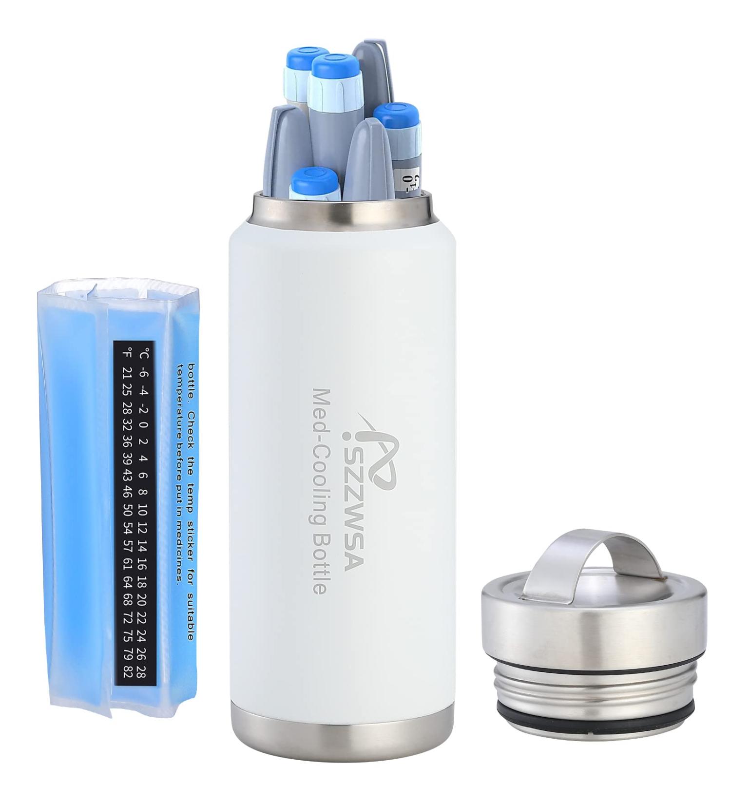 Portable Insulin Cooler Travel Case Diabetic Insulin Vial Carrying Case Insulin Pen Cooler Bottle Big Capacity Insulated Steel The Vacuum Thermos Bottle and Biogel Pack - Buy Online on GoSupps.com