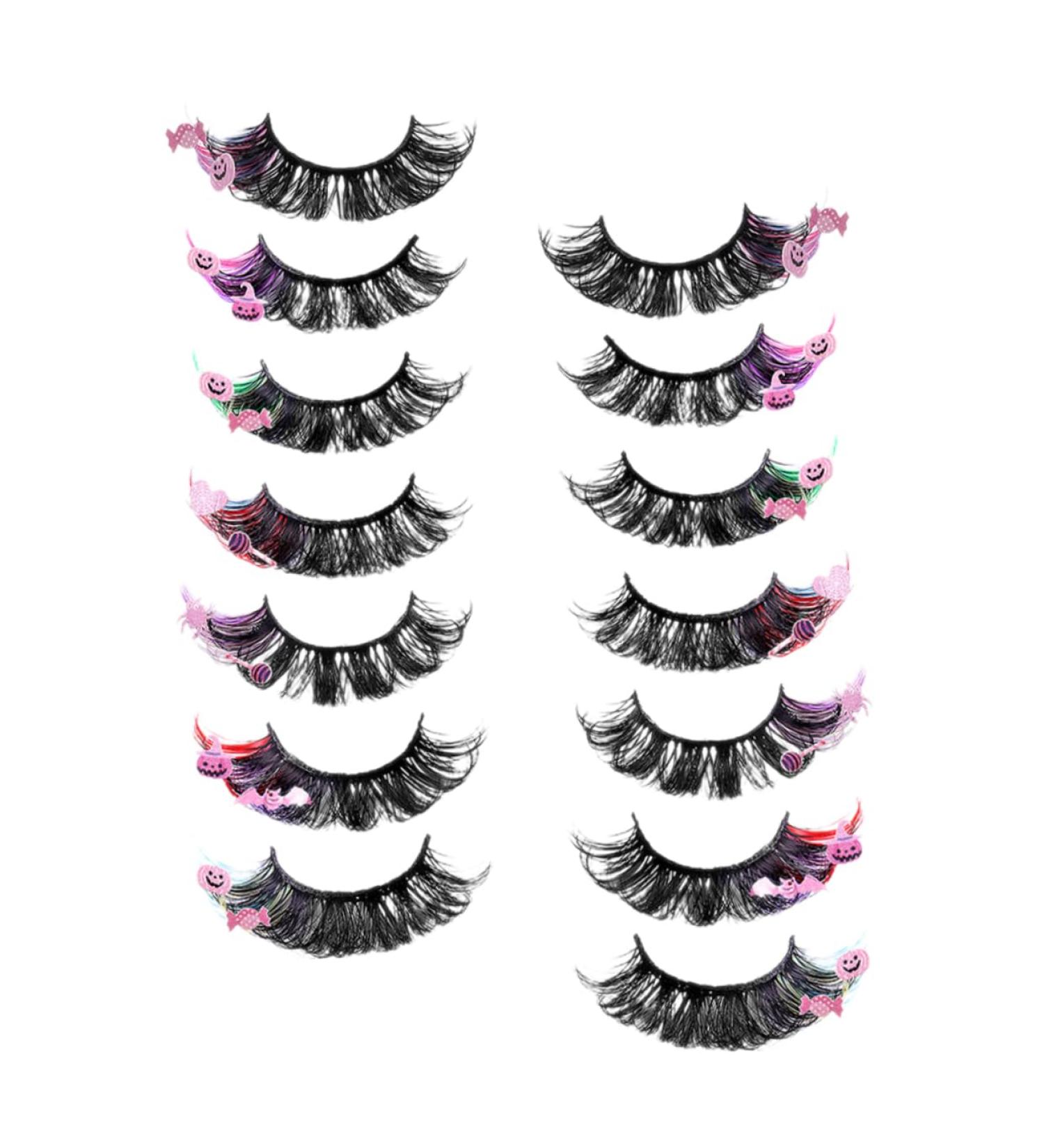 FRCOLOR 7 Pairs false eyelashes cosplay lashes lash extension cluster lashes false lash curl lash clusters women lashes with color makeup eyelashes extend artificial fiber make up - Buy Online on GoSupps.com