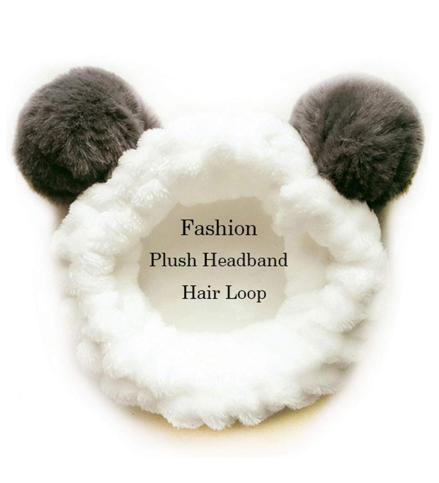 Shop Cute Gray Panda Makeup Headband for Women - Plush Elastic Hair Loop for Face Washing Shower & Spa - Buy Online on GoSupps.com
