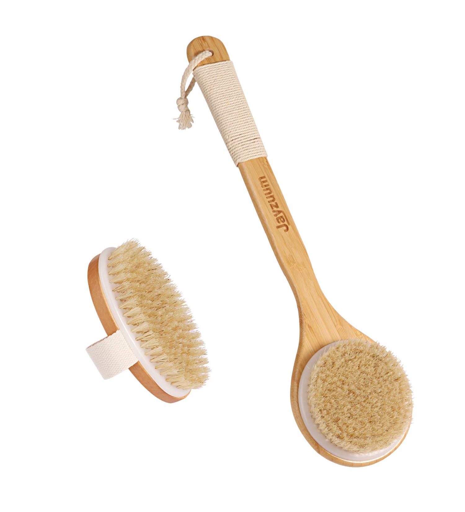 Jayzuum Set of 2 Back Brushes - Long Handle Dry Bath Brush for Peeling & Massage | International Shipping Available - Buy Online on GoSupps.com