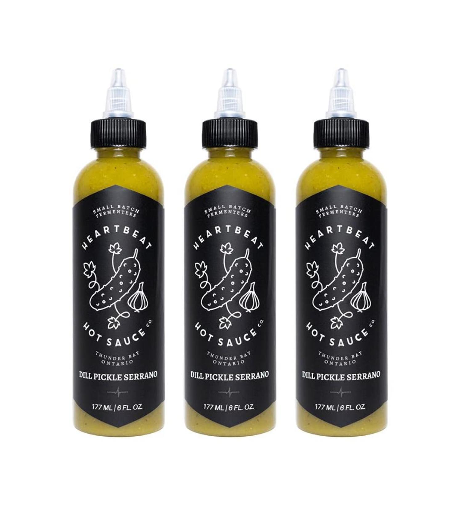 Heartbeat Hot Sauce - Dill Pickle Serrano 177ml - Small Batch & Handmade Vegan Preservative Free (3 Bottles) 177 ml (Pack of 3) - Buy Online on GoSupps.com