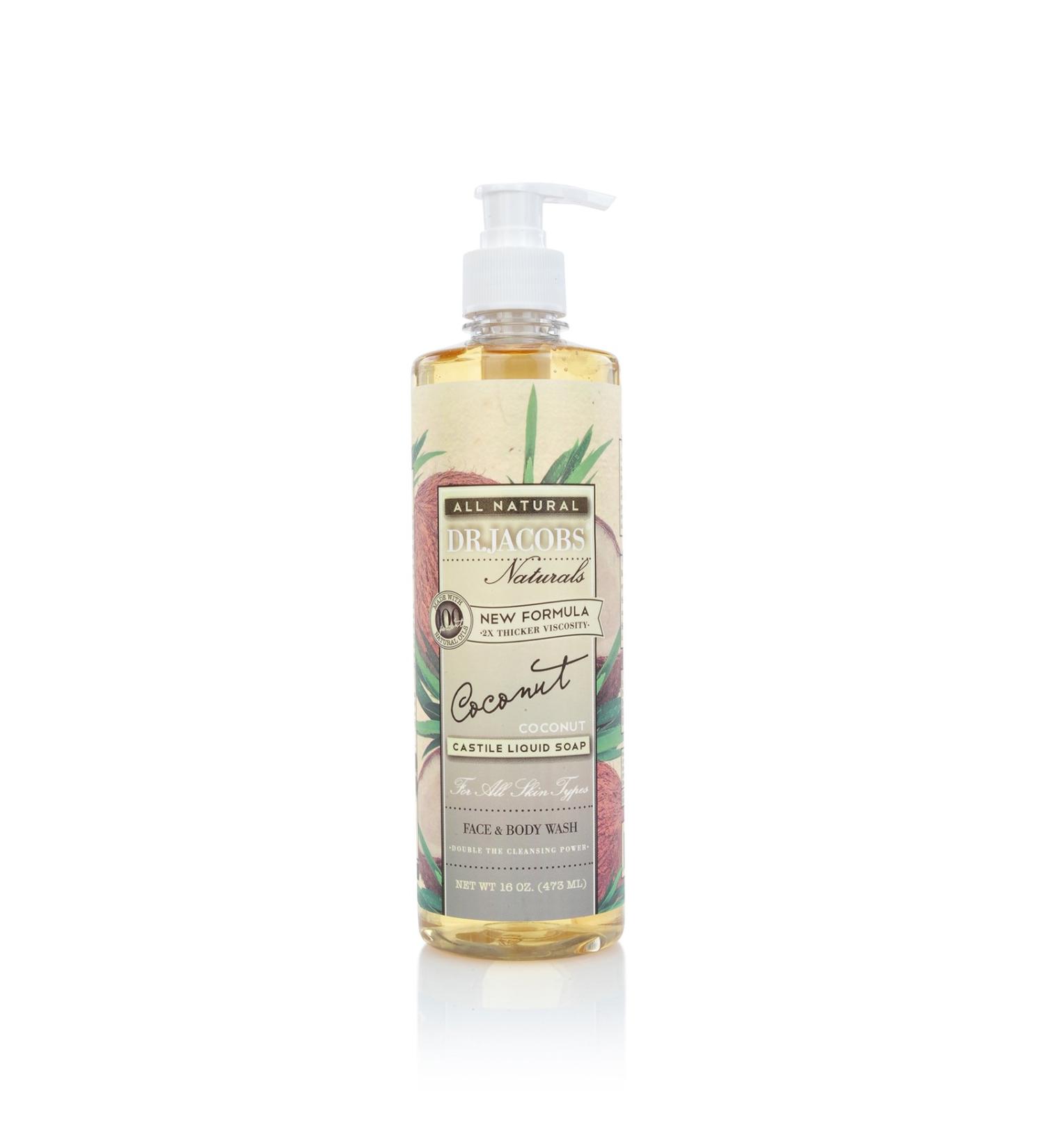 DR Jacobs - Liquid Castile Soap Face & Body Wash Coconut - 16 fl. oz. (473 ml) - Buy Online on GoSupps.com