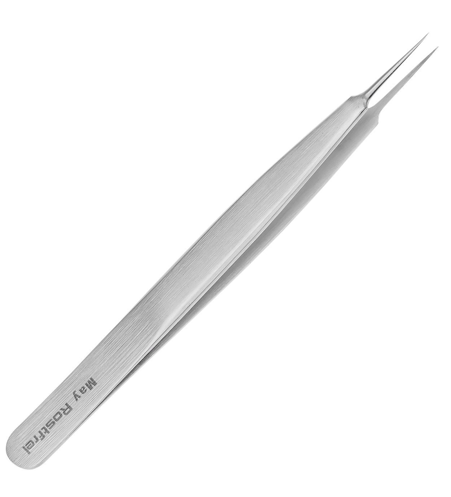 Technical tweezers - fine tip - straight - non-magnetic - gripping surface smooth inside - length: 12 cm