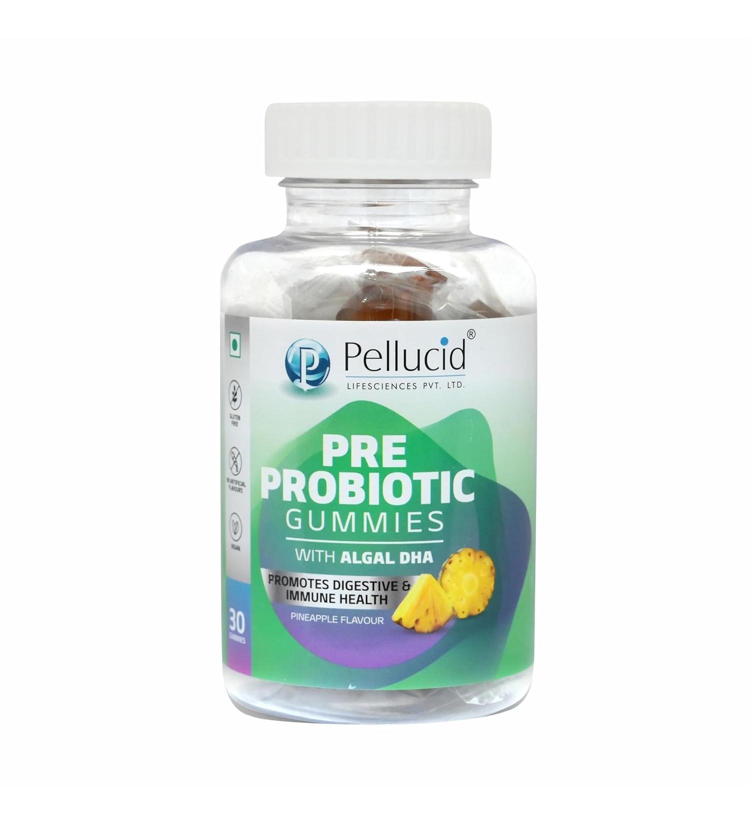 YANG Pre Probiotic Gummies with Algal DHA for Men & Women Promotes Digestive & Immune Health Pineapple Flavour 30 Gummies - Buy Online on GoSupps.com