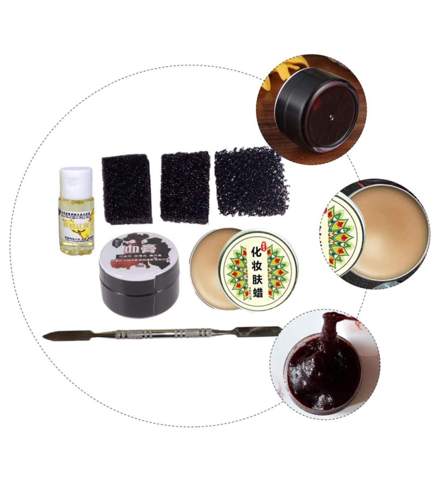 iPetBoom Halloween Makeup Wax Kit | Special Effects Face Makeup Blood Gel & Sponges | Complete Costume Accessories for Spooky Looks - Buy Online on GoSupps.com