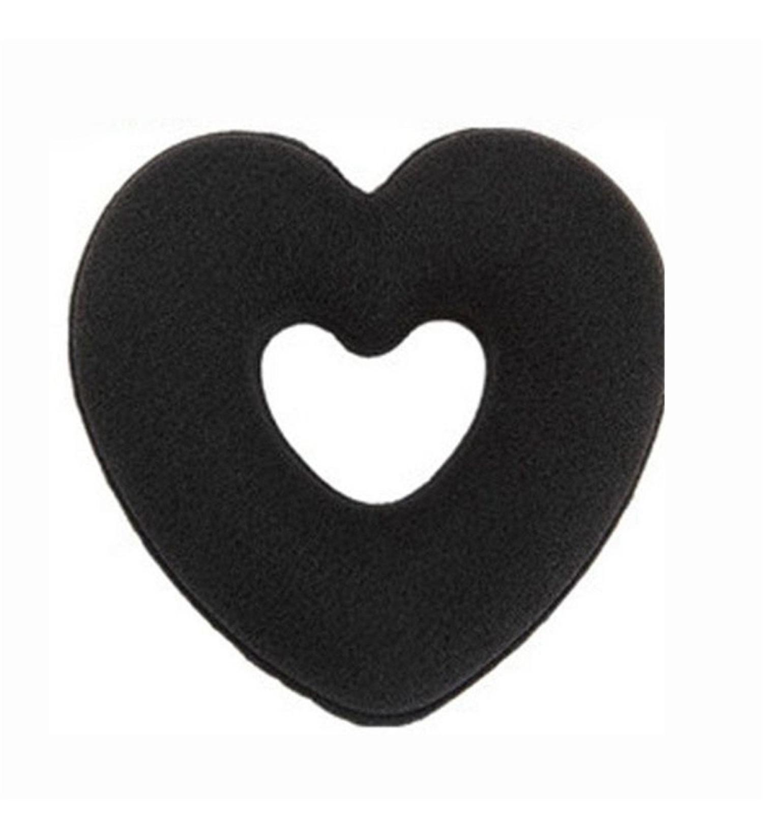 super1798 Women Heart Donut Shaped Bun Wraps Hair Clip Hair Updo Maker Sponge Foam - Black