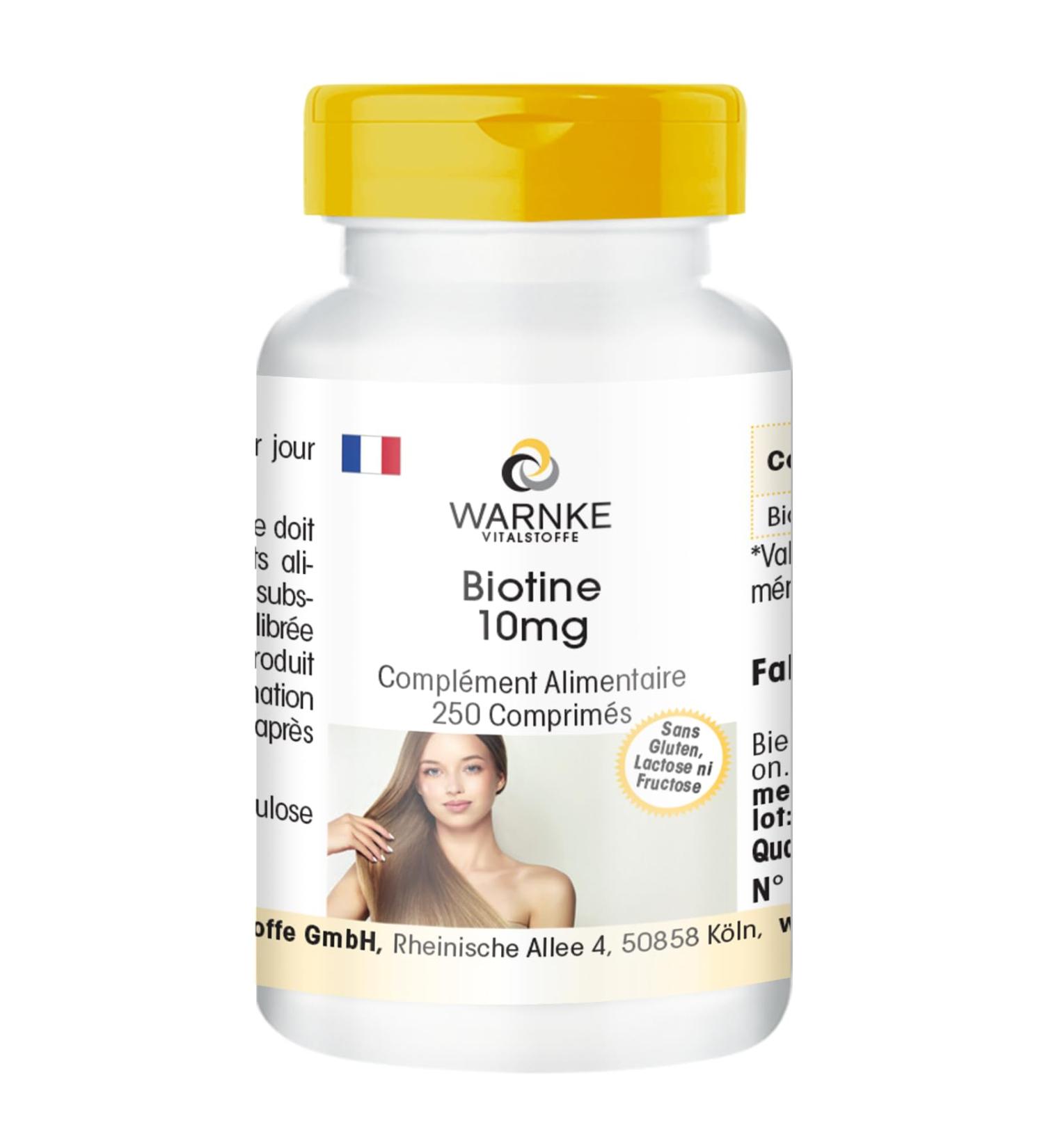 Biotine 10mg - 250 comprim s - 10mg par comprim - D-biotine - HAUTEMENT DOS - Qualit pharmaceutique allemande - vegan | Warnke Vitalstoffe - Buy Online on GoSupps.com