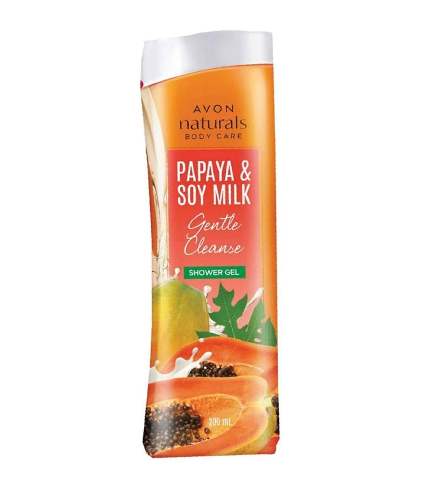 Avon Naturals Gentle Cleanse Papaya & Soy Milk Shower Gel 200 ml - Nourishing Body Wash for All Skin Types | Buy Online Internationally - Buy Online on GoSupps.com