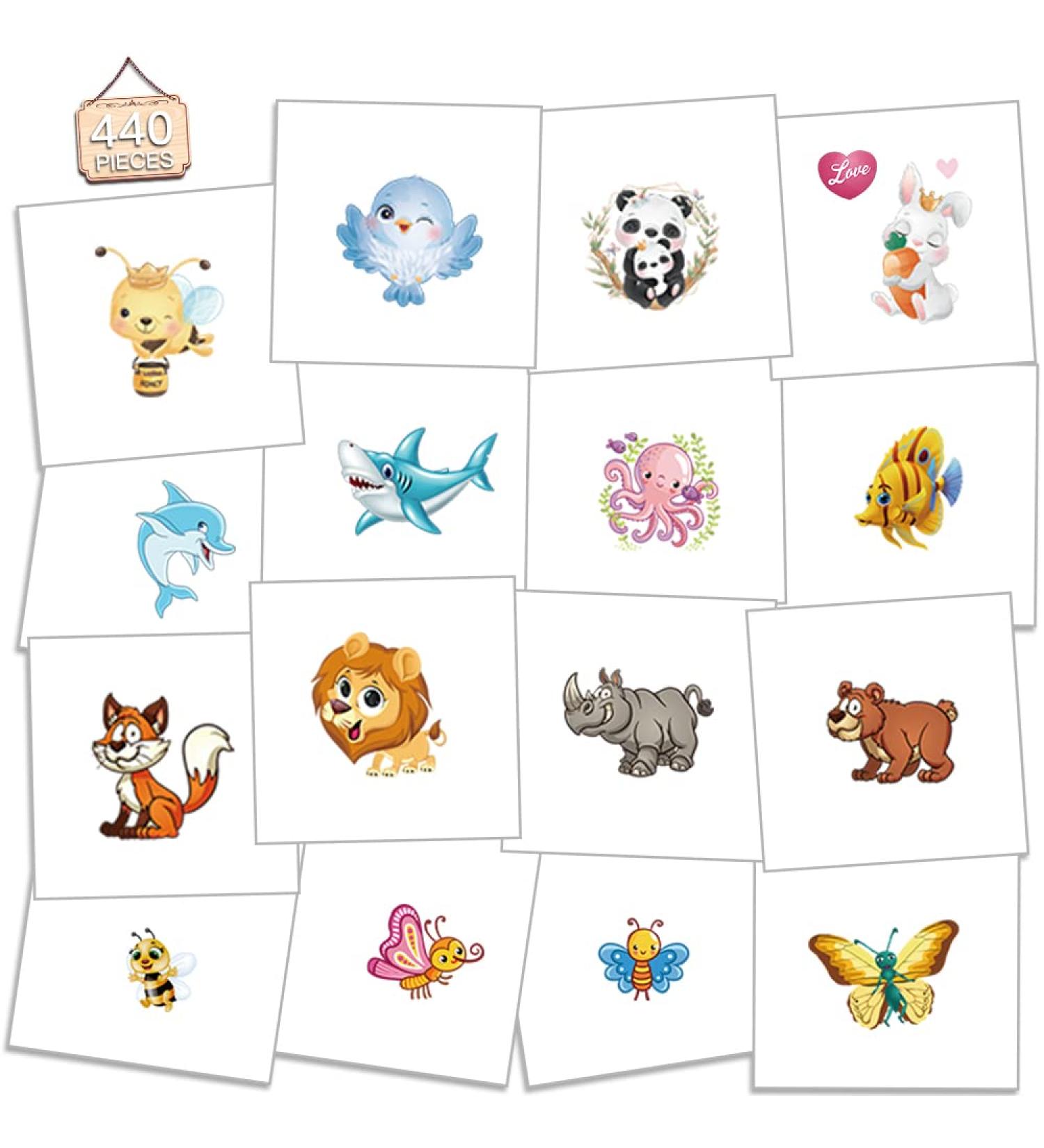 Jungle Animal, Insects, Sea Creatures Temporary Tattoos for Kids - 440pcs | Waterproof, Mixed Styles for Boys and Girls Group Activities - Buy Online on GoSupps.com