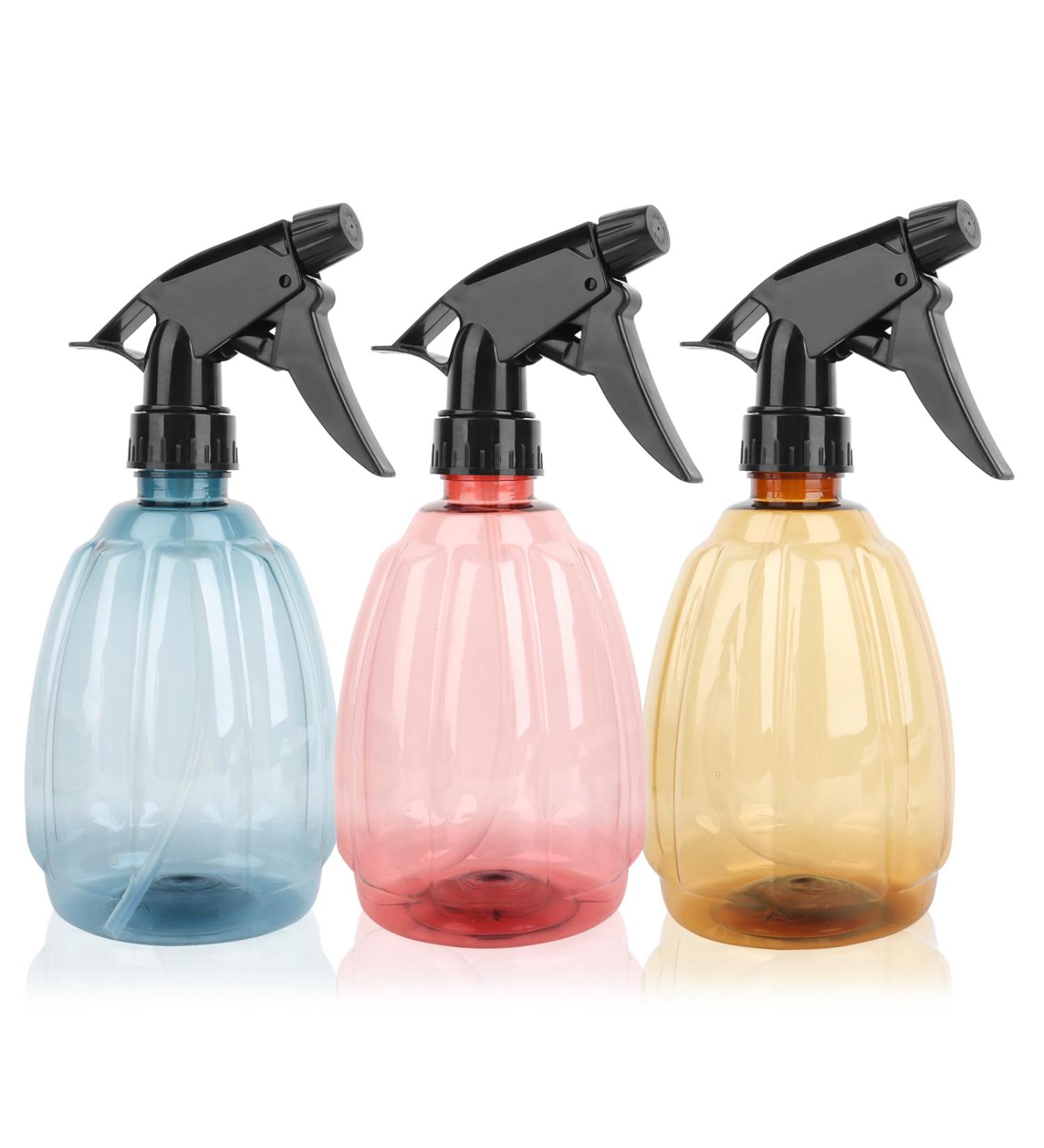 Risvowo 3 Pack 500ml Refillable Spray Bottles - Transparent Professional Water Sprayers for Cleaning Gardening & Hair - Mixed Colors - Buy Online on GoSupps.com
